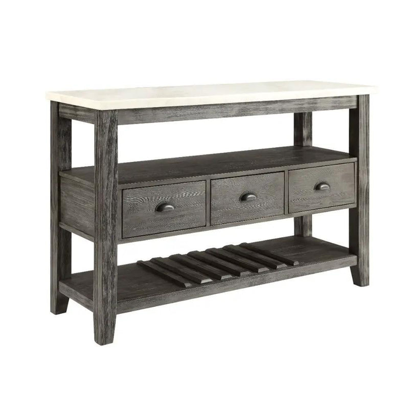 Merel - Server - White Marble Top & Gray Oak by Unique Piece Furniture