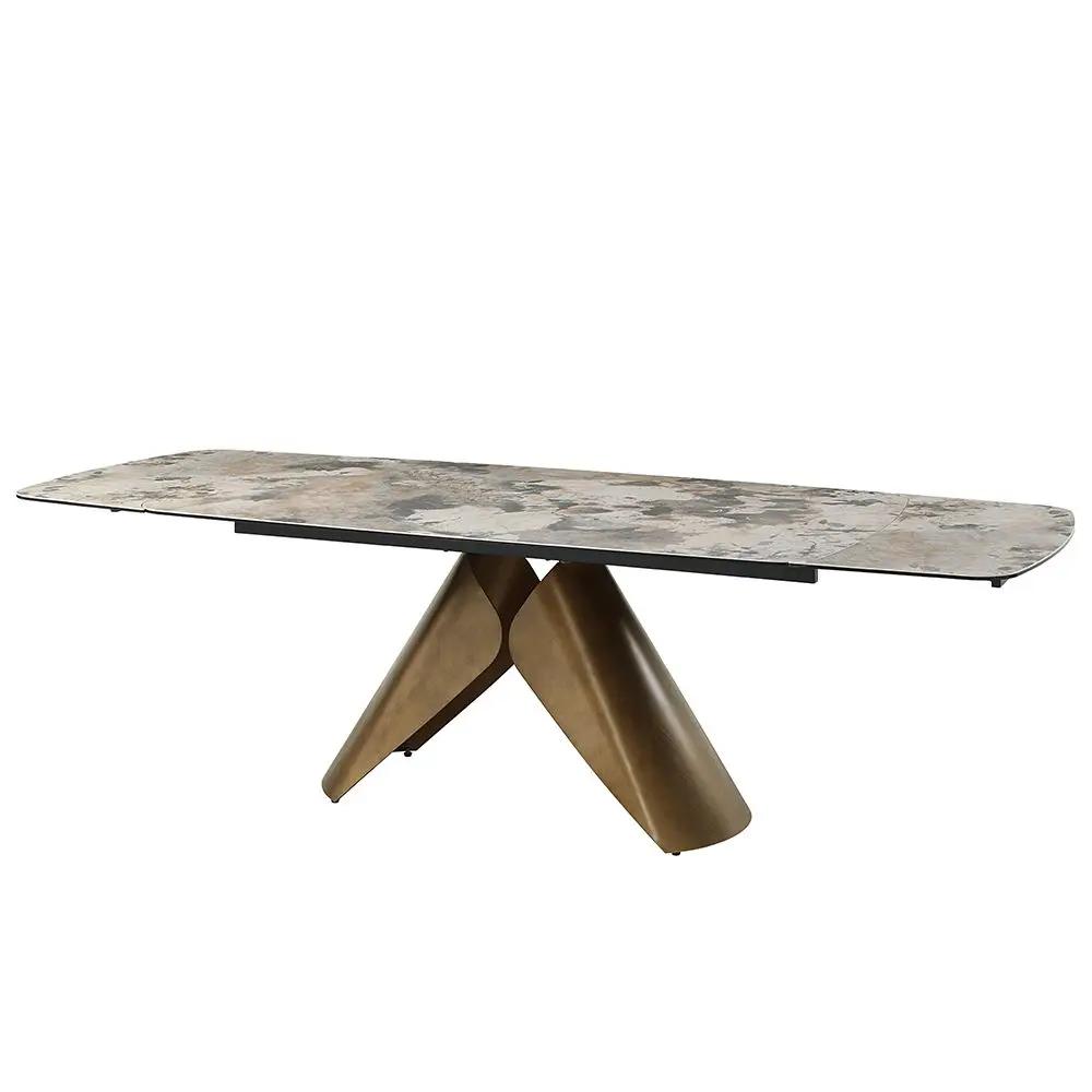 Malika - Ceramic Top Dining Table - Gray & Copper Cross Brushed by Unique Piece Furniture