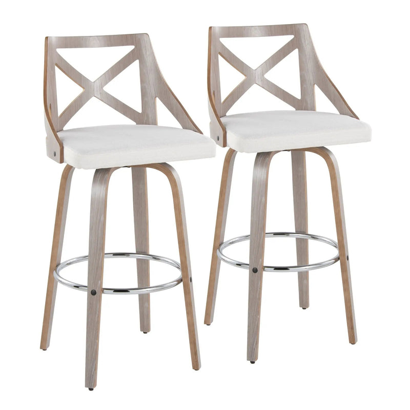 Charlotte - Farmhouse Fixed Height Bar Stool With Round Footrest (Set of 2) by Unique Piece Furniture