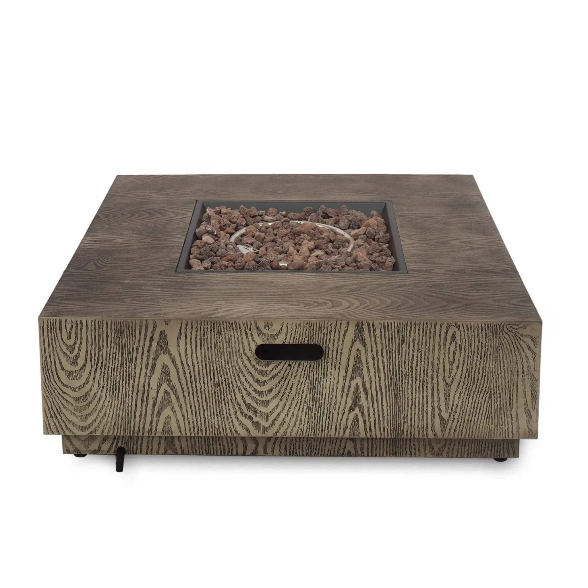 Wellington Square Iron Fire Pit With Wood Pattern Design And 50,000 Btu Output by HouseOfZazla