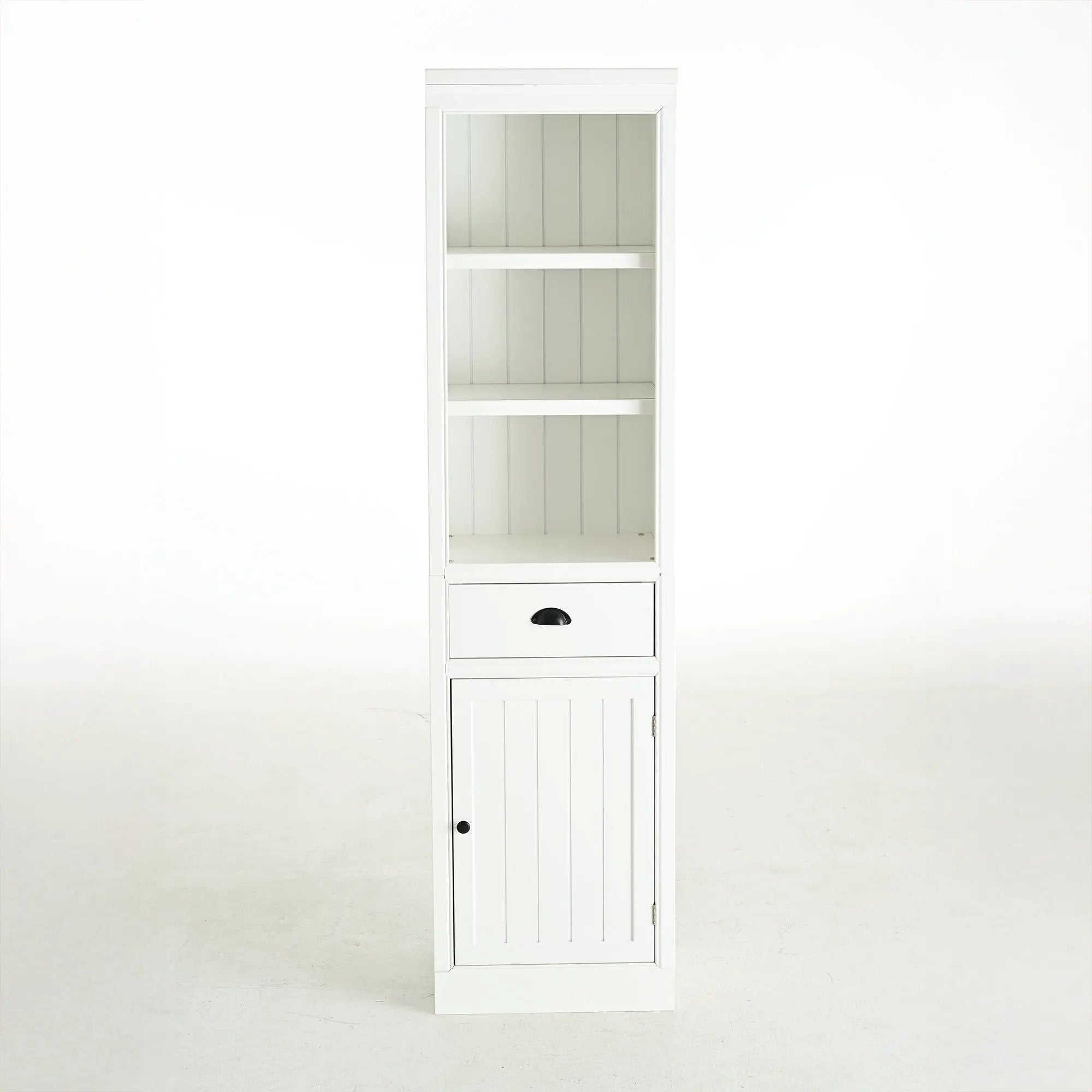 Retro Style 75'' Tall Display Shelf With Cabinet For Hallways Living Room Kitchen - White by HouseOfZazla