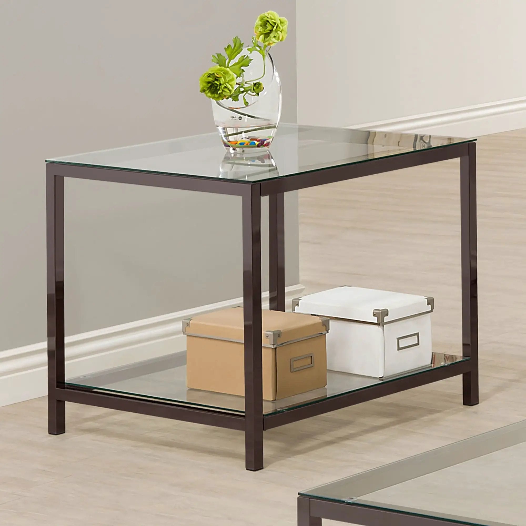 Weston - 1 Shelf Side End Table - Nickel by HouseOfZazla
