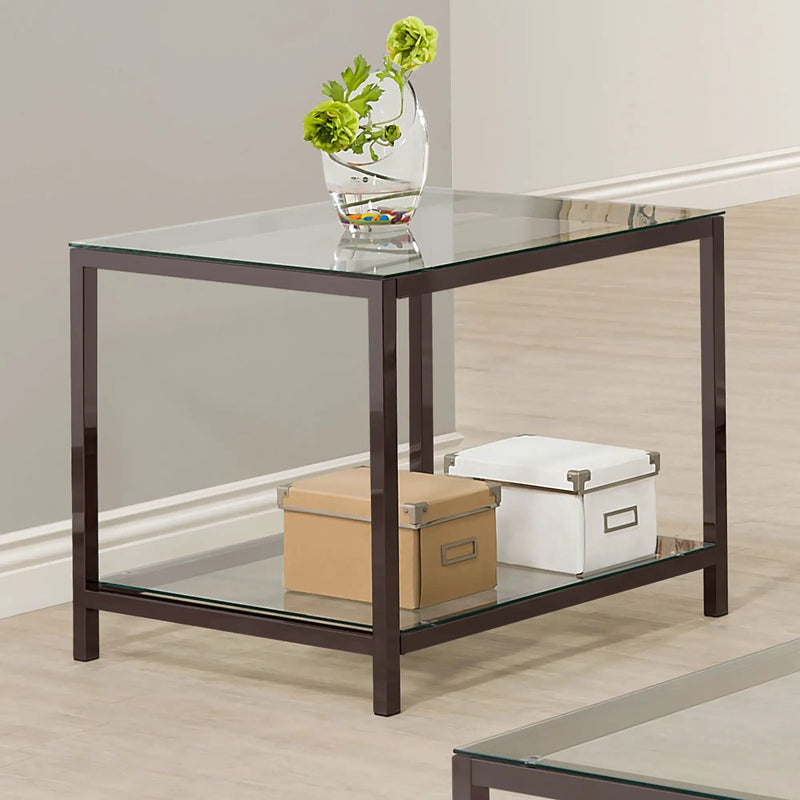 Weston - 1 Shelf Side End Table - Nickel by HouseOfZazla