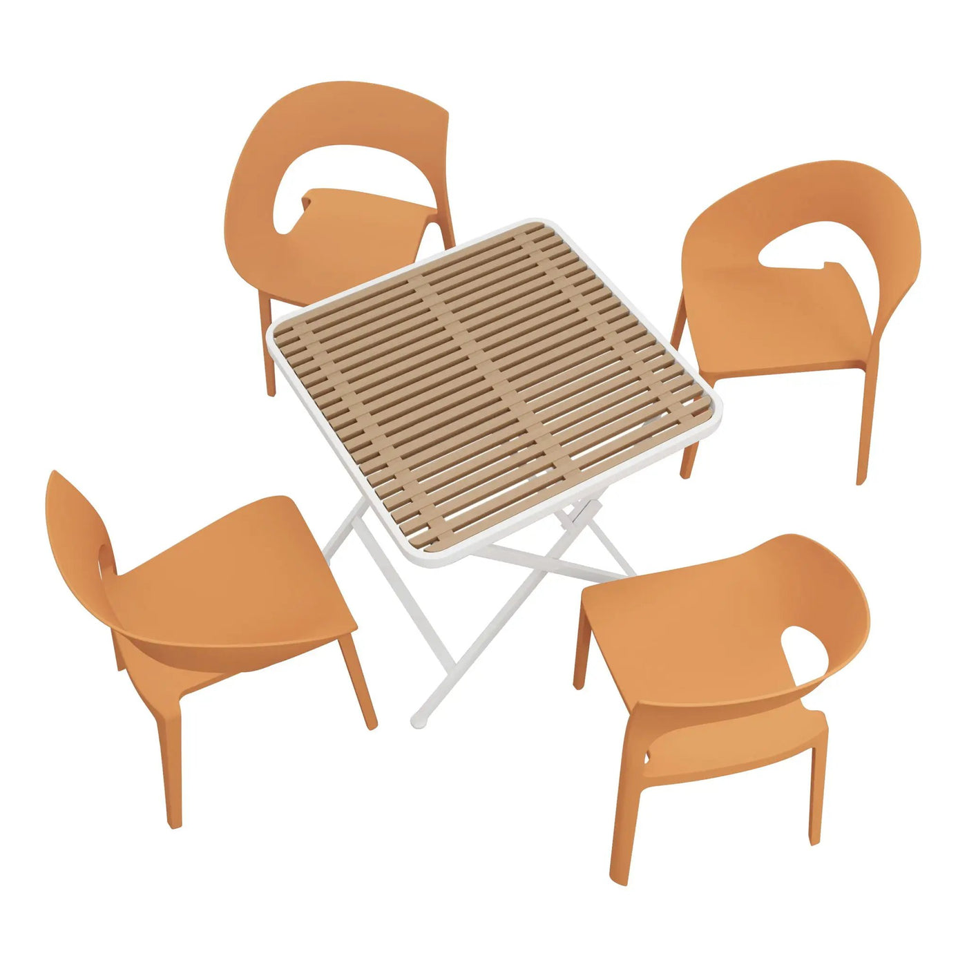 4 Piece Set Of Modern Designed Single Chairs With Folding Square Table by Unique Piece Furniture