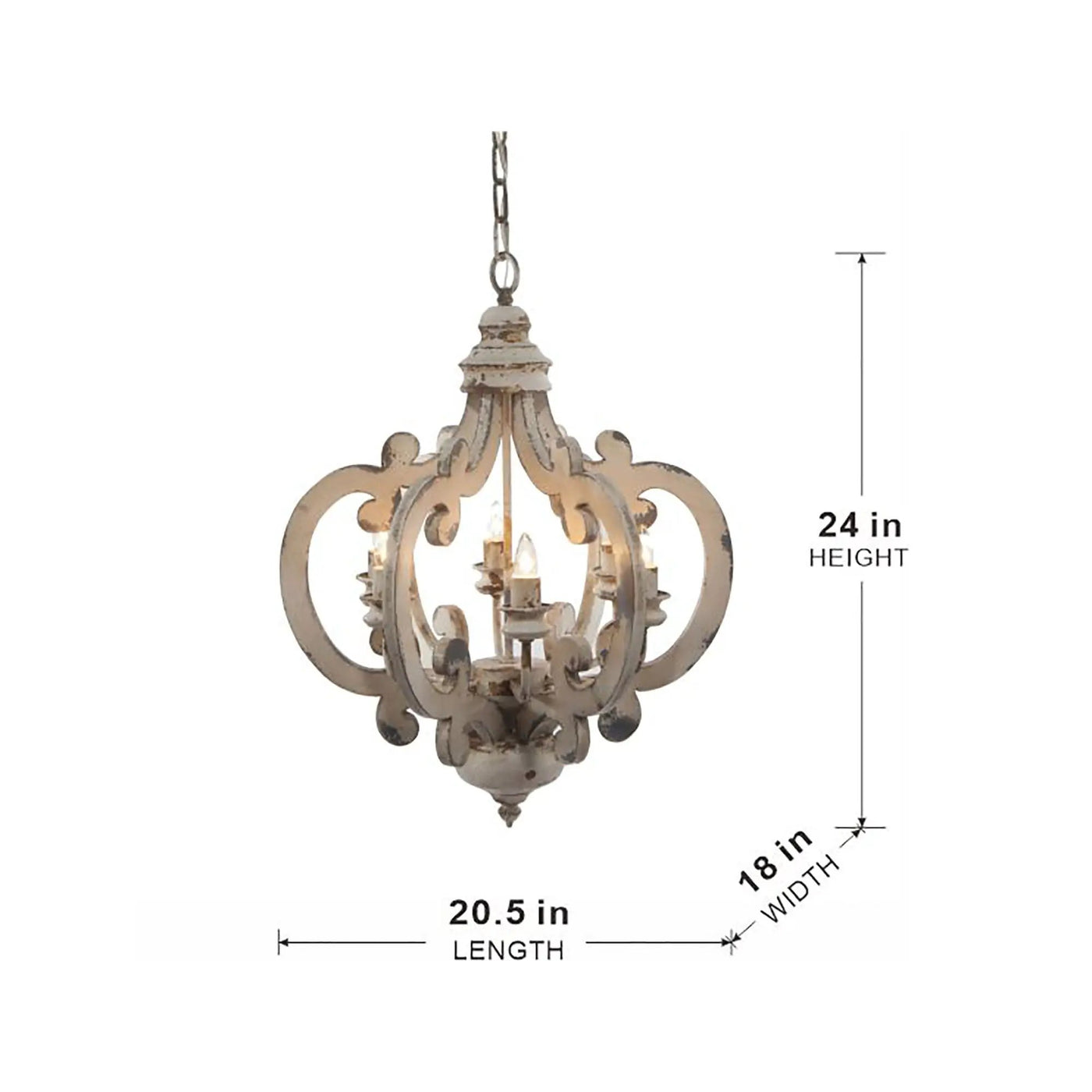 Farmhouse Chandelier, 6 Light Wood Chandelier Pendant Light Fixture With Adjustable Chain For Dining Room Living Room Entryway, Bulb Not Included by HouseOfZazla