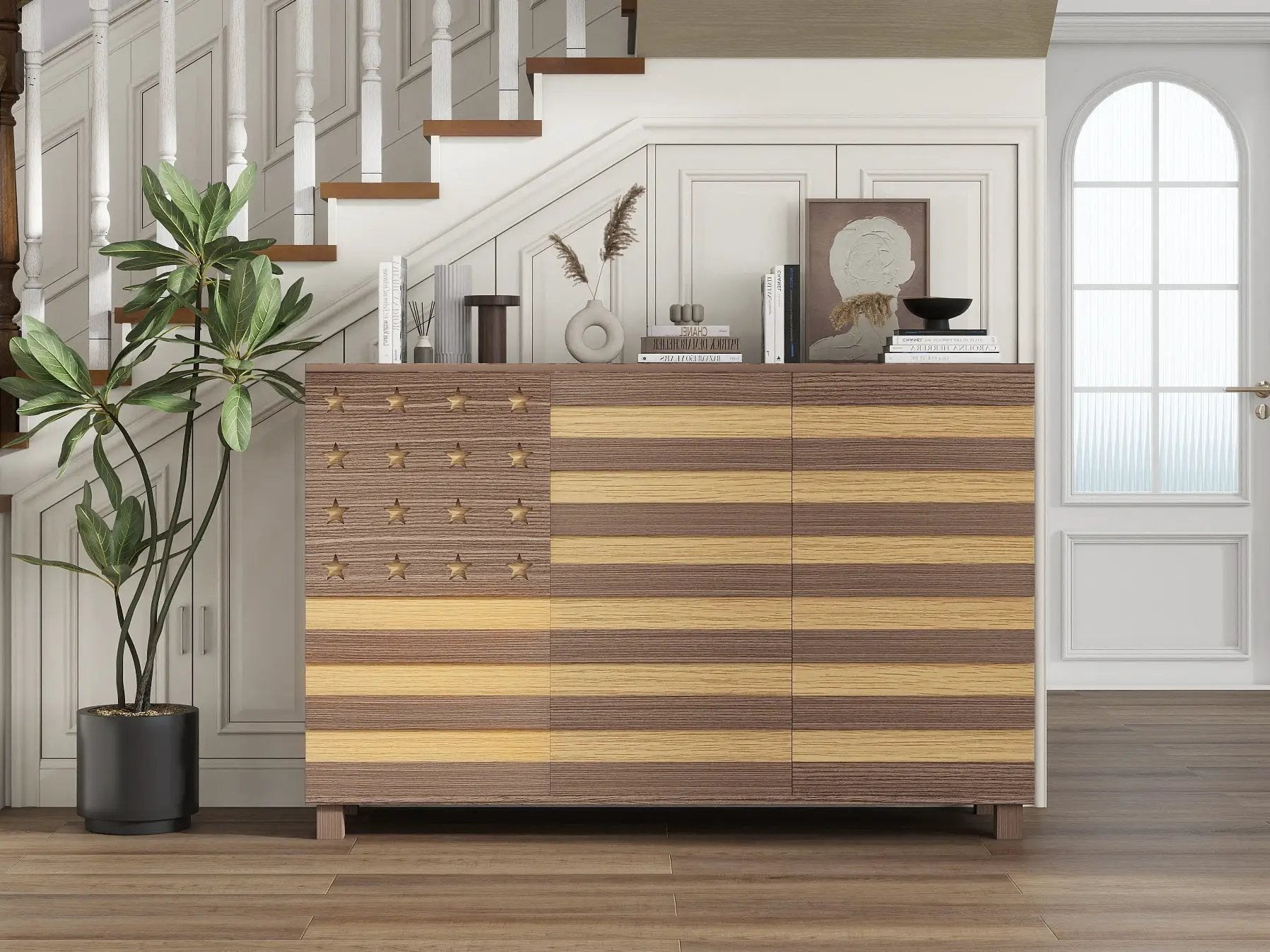55-Inch Hand-Carved Buffet Sideboard Cabinet by HouseOfZazla