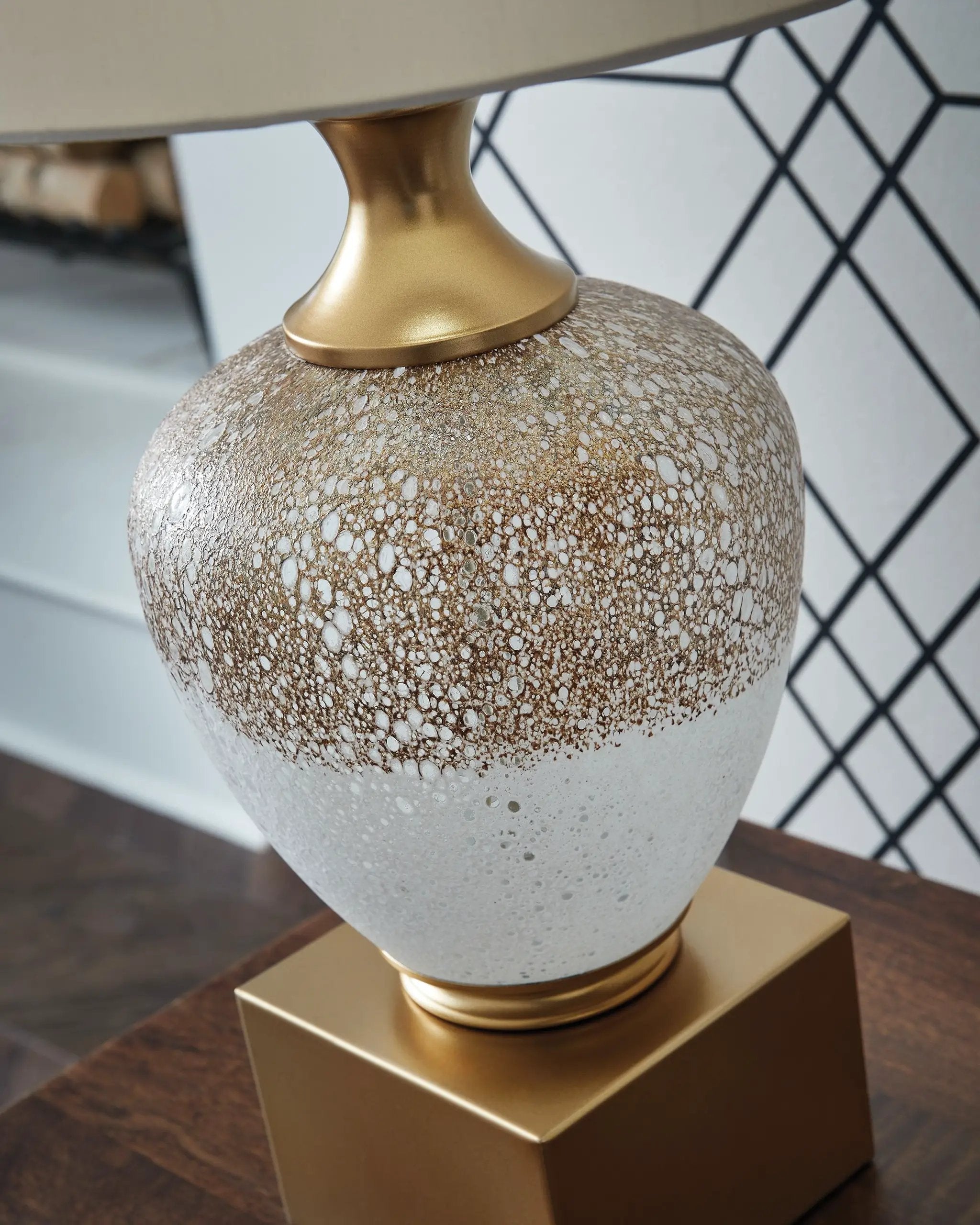 Tavisburg - Glass Table Lamp - Brown / White / Gold by Unique Piece Furniture