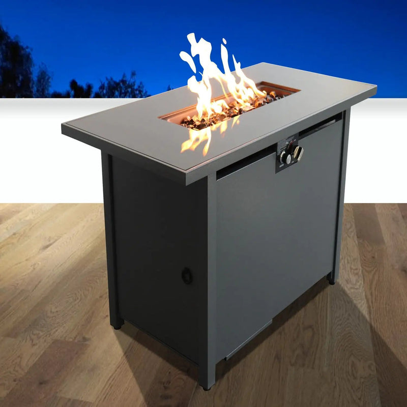 Outdoor Fire Pit Table With Lid & High-Quality Materials - Black by Unique Piece Furniture