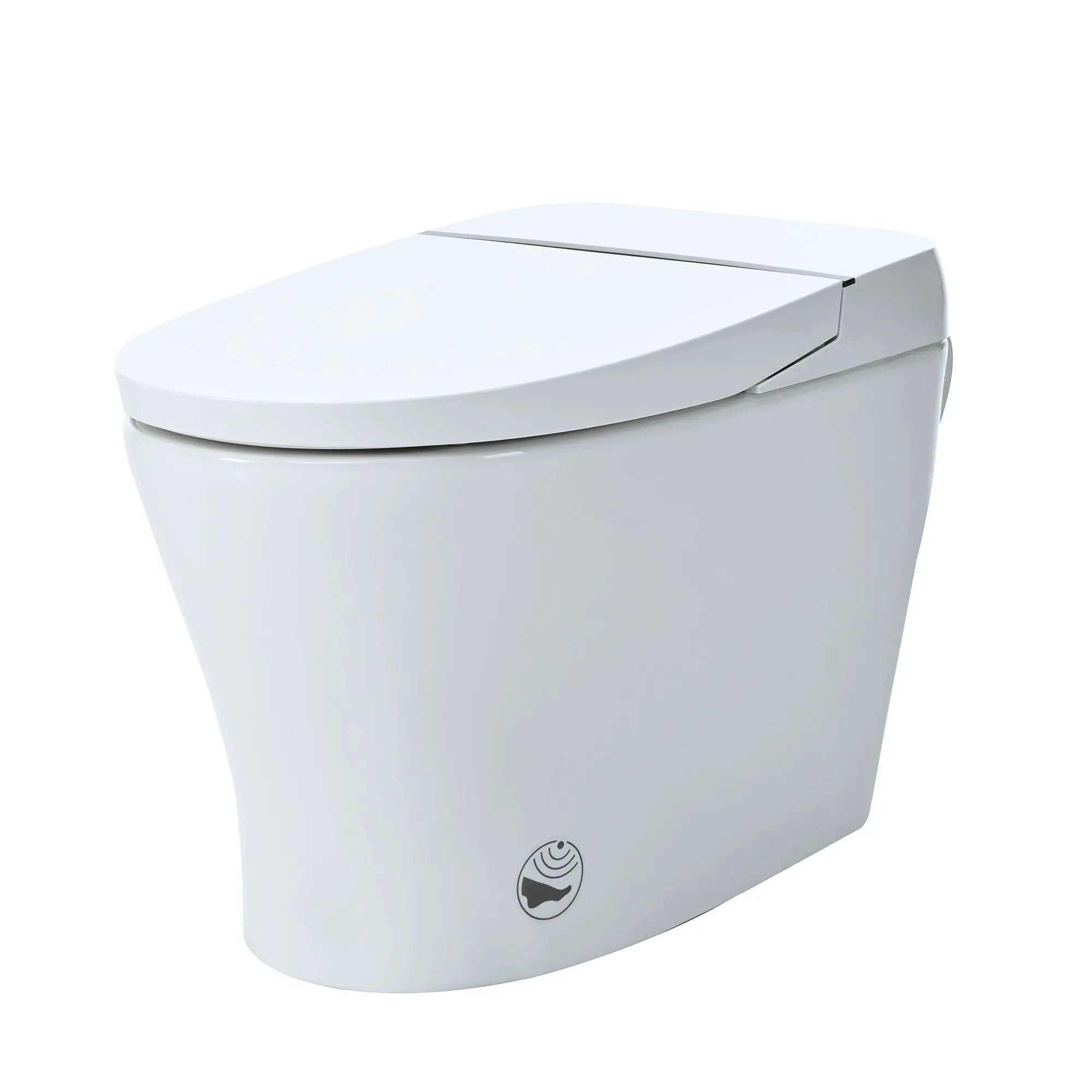 Heated Seat Smart Toilet Without Bidet, Upmarket Compact Dual Flush Toilet 1 / 1.28 Gpf, Tank Less Toilet With Adjustable Temp Heated Seat, Foot Sensor Flush - White Night Light, Knob Control, Power Out by HouseOfZazla