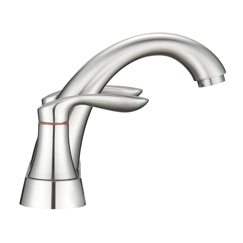 Two Handle 4 Inch Centerset Bathroom Sink Faucet with Pop-Up Drain, Brushed Nickel by HouseOfZazla
