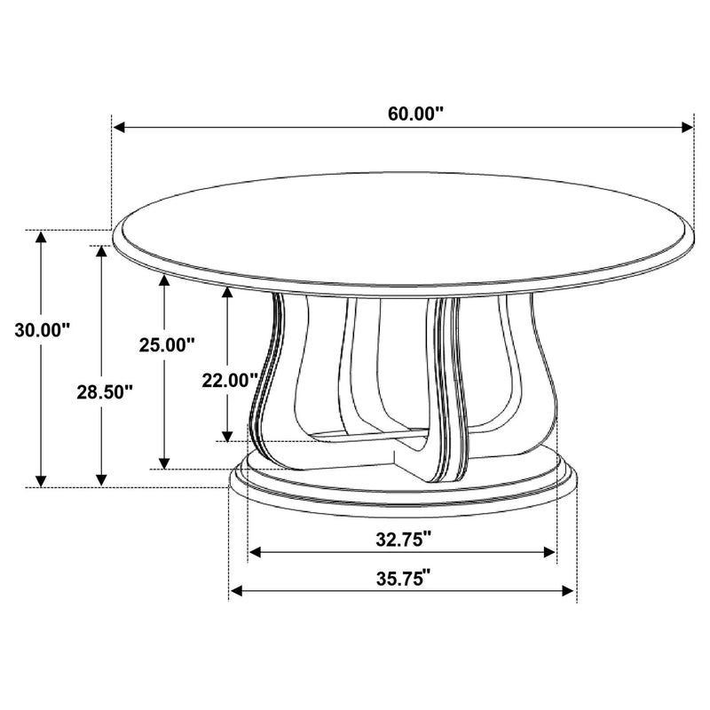 Verdugo - Round Dining Table With Pedestal Base - White Washed by HouseOfZazla