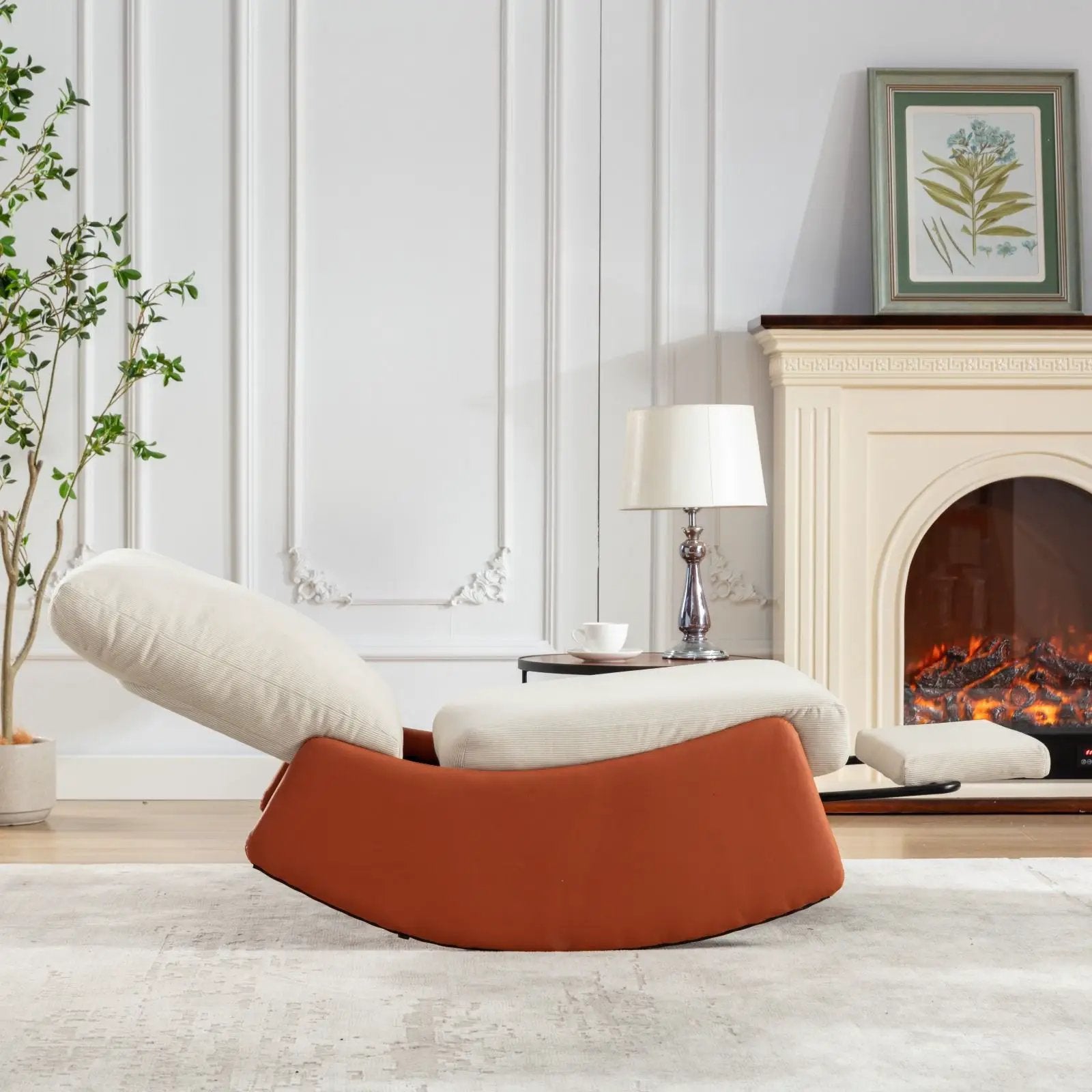 Modern Rocking Chair Recliner, Comfy Rocker Nursery Chair With Footrest, Accent Reading Chair, Upholstered Lounge Chair For Relaxing, Resting, Soft Padded Rocker For Indoor Living Room Bedroom by HouseOfZazla