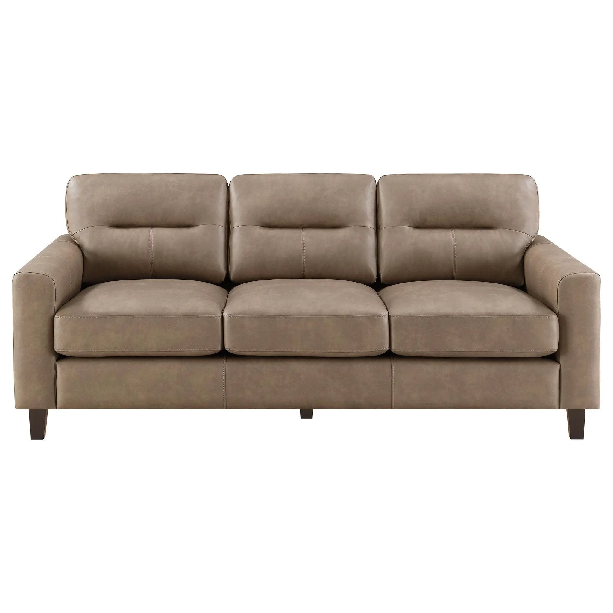 Scotland Faux Leather Upholstered Track Arm Sofa Brown by Unique Piece Furniture
