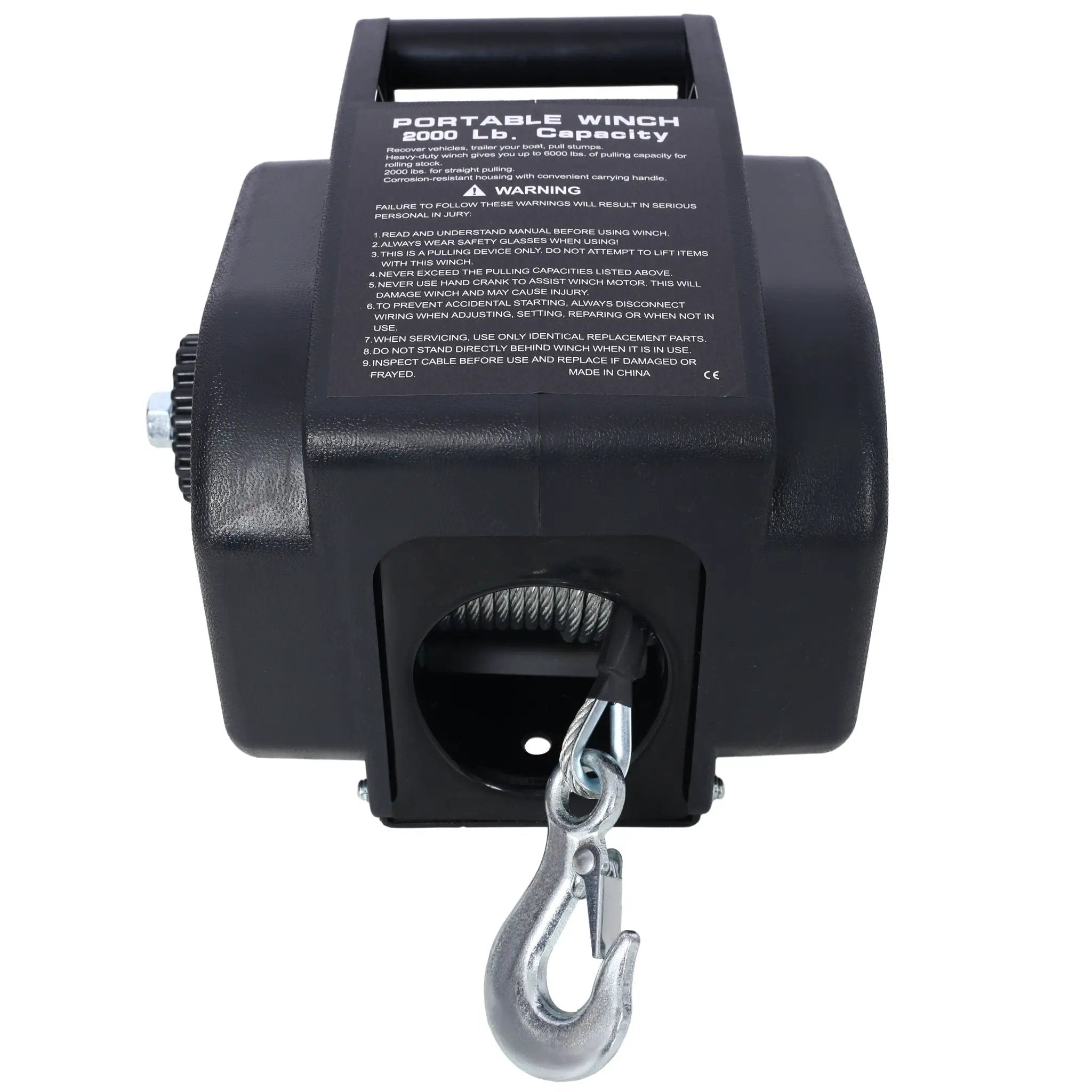 Reversible Electric Trailer Winch For Boats Up To 5000 Lbs With Galvanized Wire Rope And Casing - Black by HouseOfZazla