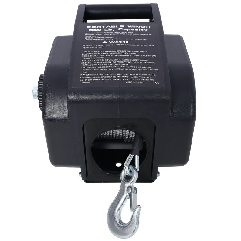Reversible Electric Trailer Winch For Boats Up To 5000 Lbs With Galvanized Wire Rope And Casing - Black by HouseOfZazla