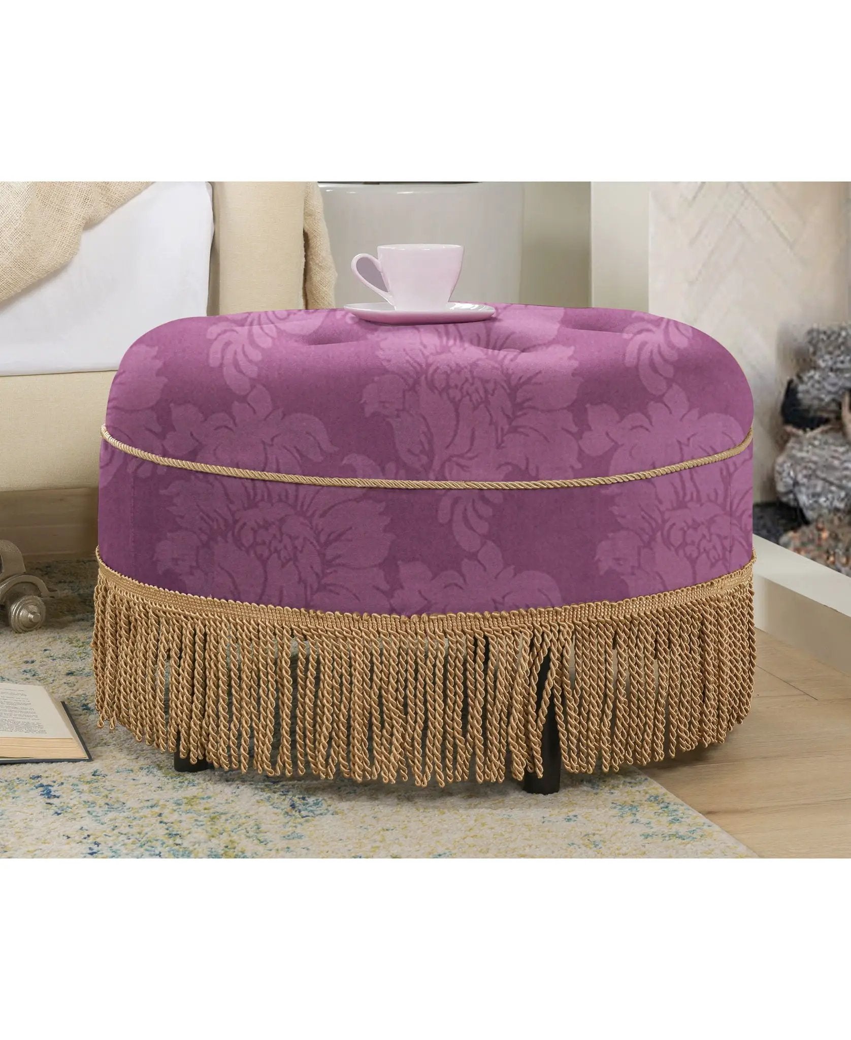 Yolanda - Luxurious Upholstery Round Upholstered Accent Ottoman by Unique Piece Furniture