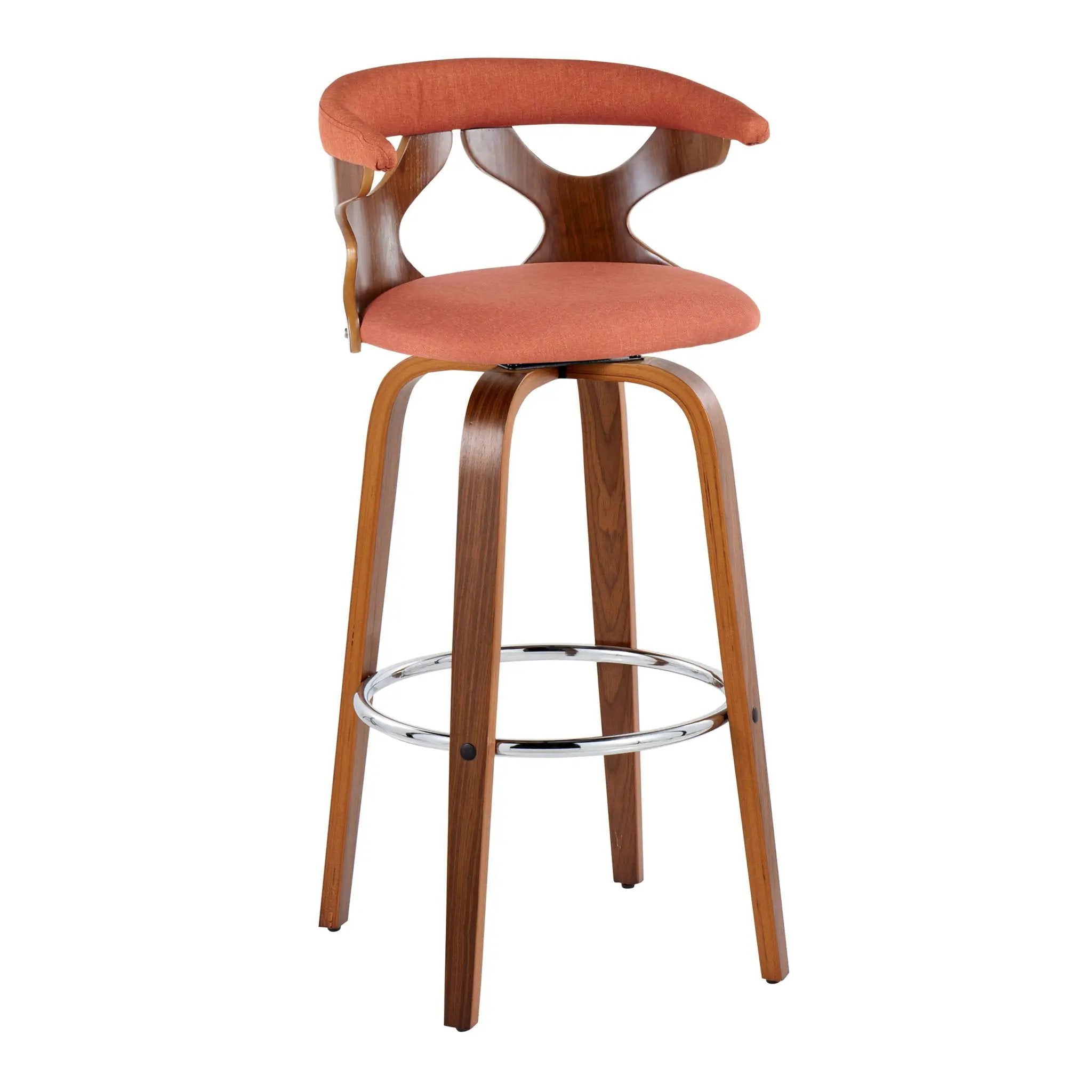 Gardenia - Mid Century Modern Fixed Height Barstool With Swivel With Round Footrest (Set of 2) by Unique Piece Furniture