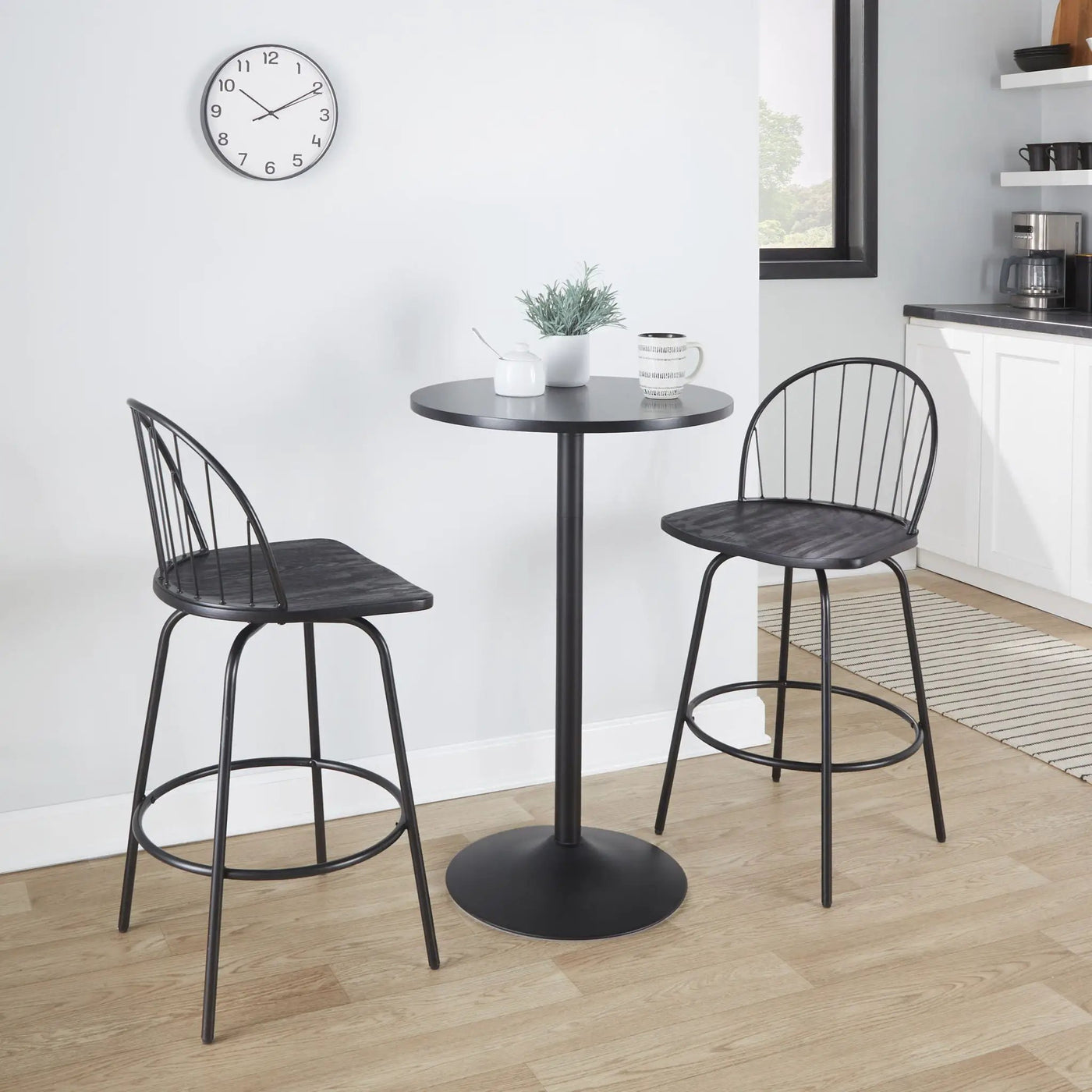 Riley - Claire Farmhouse Fixed Height Counter Stool With Swivel With Round Footrest (Set of 2) by Unique Piece Furniture