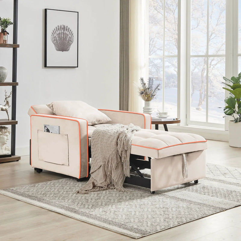 Modern 3 In 1 Sofa Bed Chair, Adjustable Recliner by Unique Piece Furniture