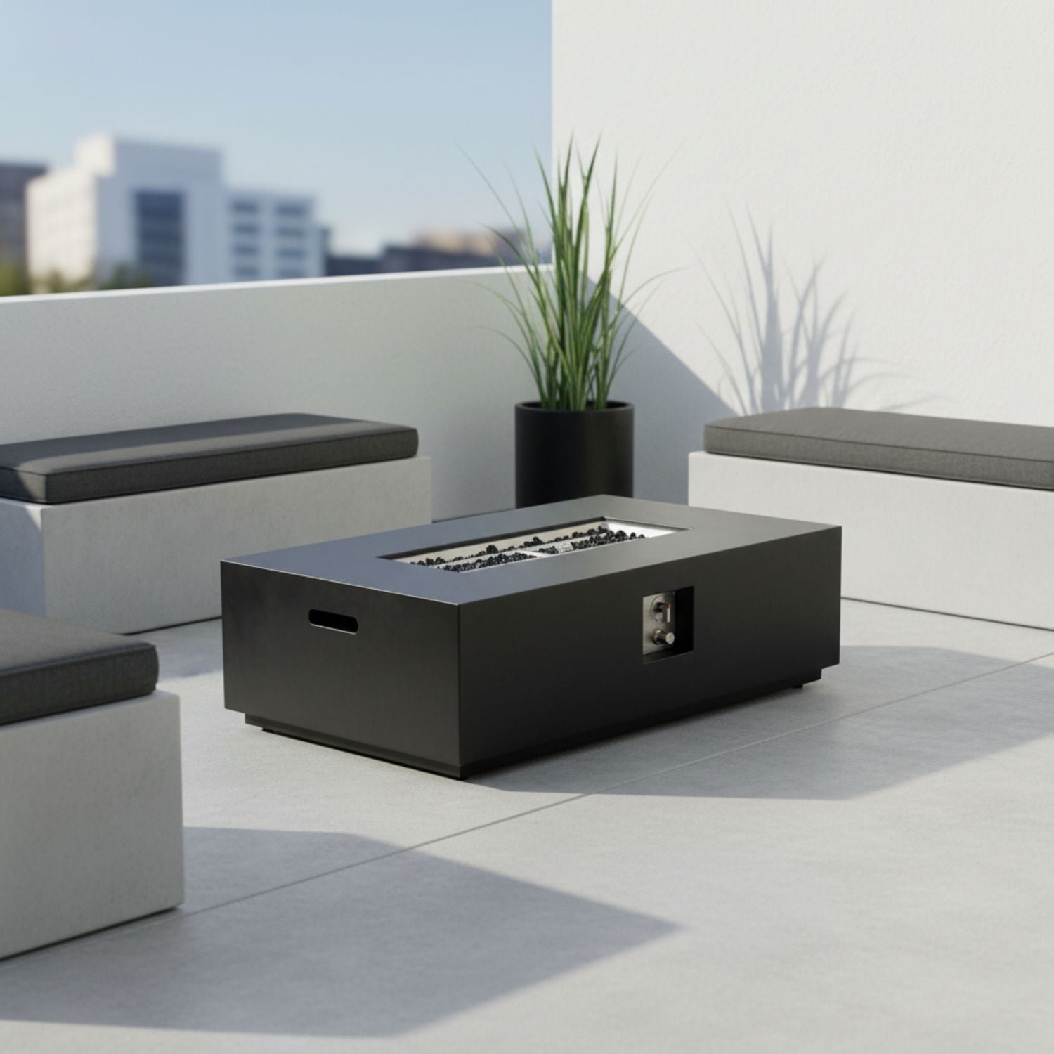 Propane / Natural Gas Fire Pit Table, 50,000 BTU - Charcoal by HouseOfZazla
