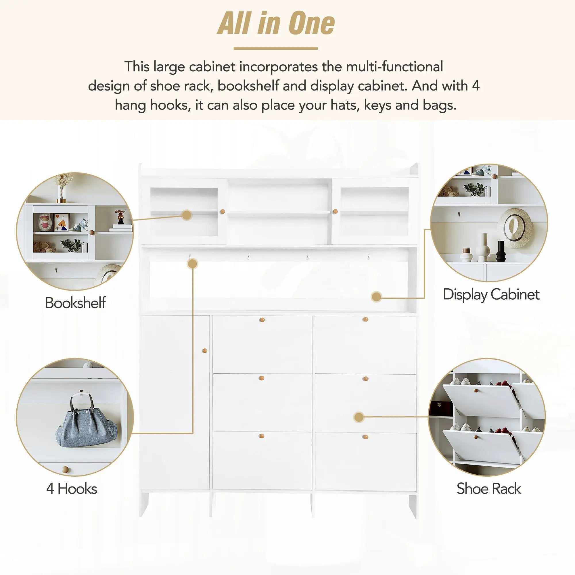 On Trend Multifunctional Tipping Bucket Shoe Cabinet With Storage Shelf & 6 Flip Drawers by HouseOfZazla