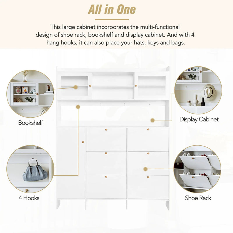 On Trend Multifunctional Tipping Bucket Shoe Cabinet With Storage Shelf & 6 Flip Drawers by HouseOfZazla