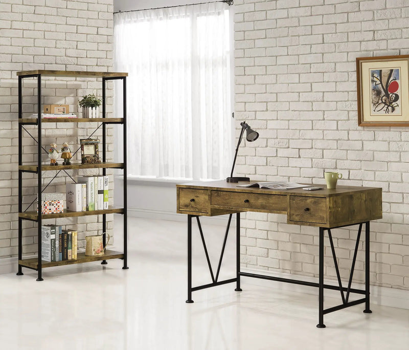 Analiese 2-piece Computer Desk Bookcase Set Rustic Nutmeg by Unique Piece Furniture