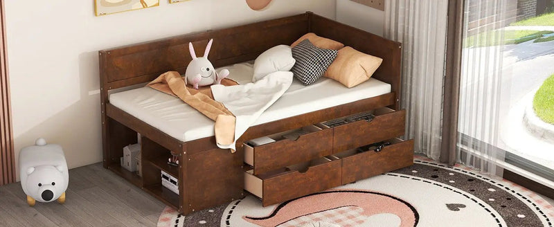 Daybed With Drawers And Shelves by HouseOfZazla