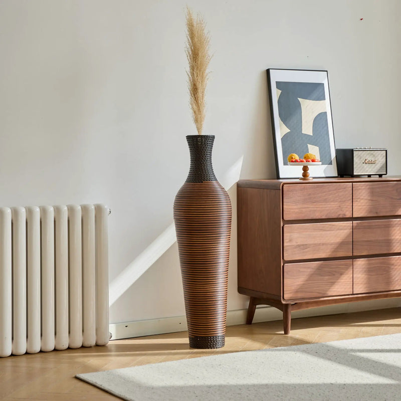 Tall Standing Designer Floor Vases With Elegant 2 Tone Finishes Ideal For Decorating Living Rooms, Bedrooms, Entryways Perfect For Decorating Your Home - Black / Gray by HouseOfZazla