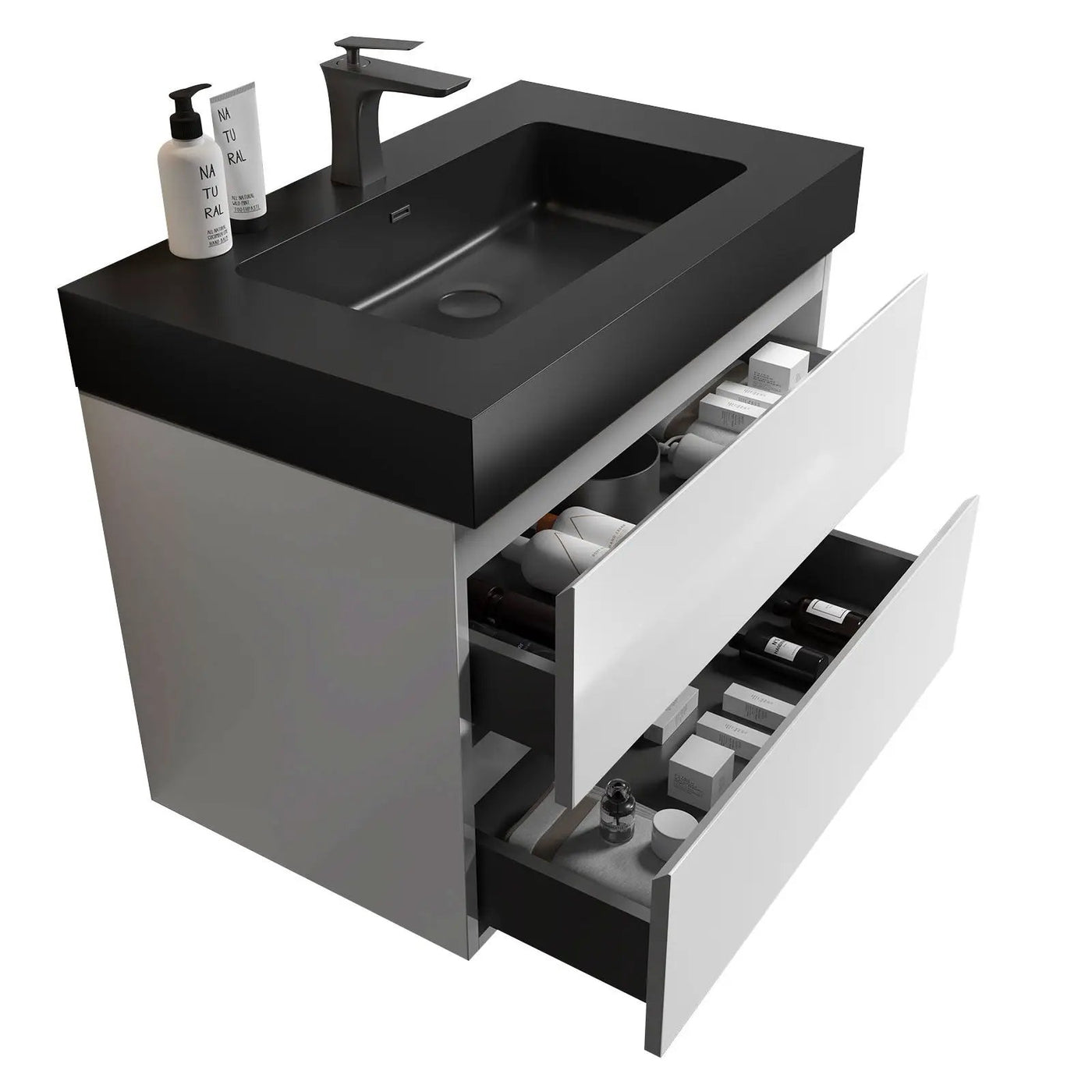 Alice - Bathroom Vanity With Large Storage, Sink, Wall Mounted by Unique Piece Furniture