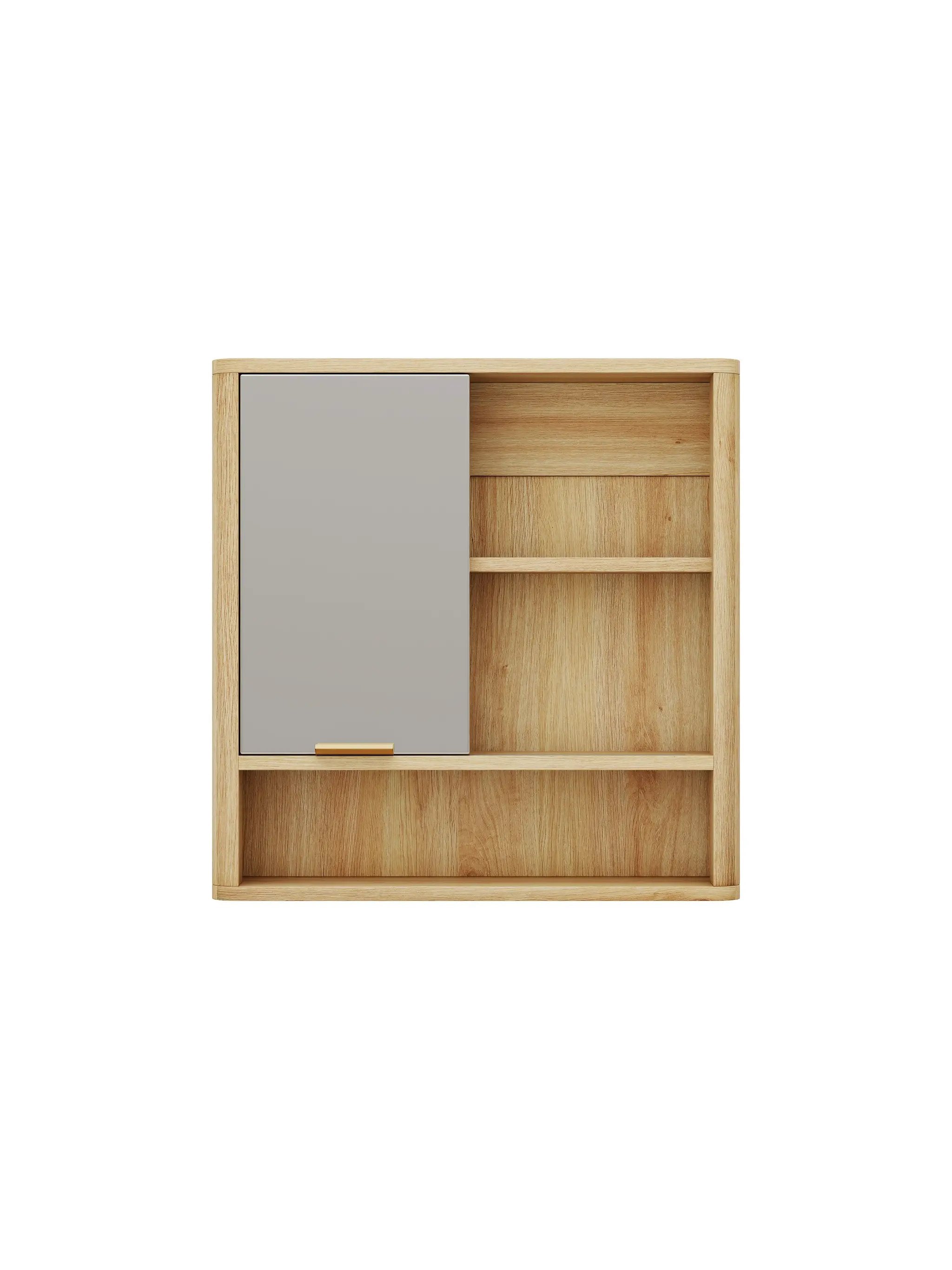 Natural Wood Finish Wall Mounted Mirror Cabinet by HouseOfZazla