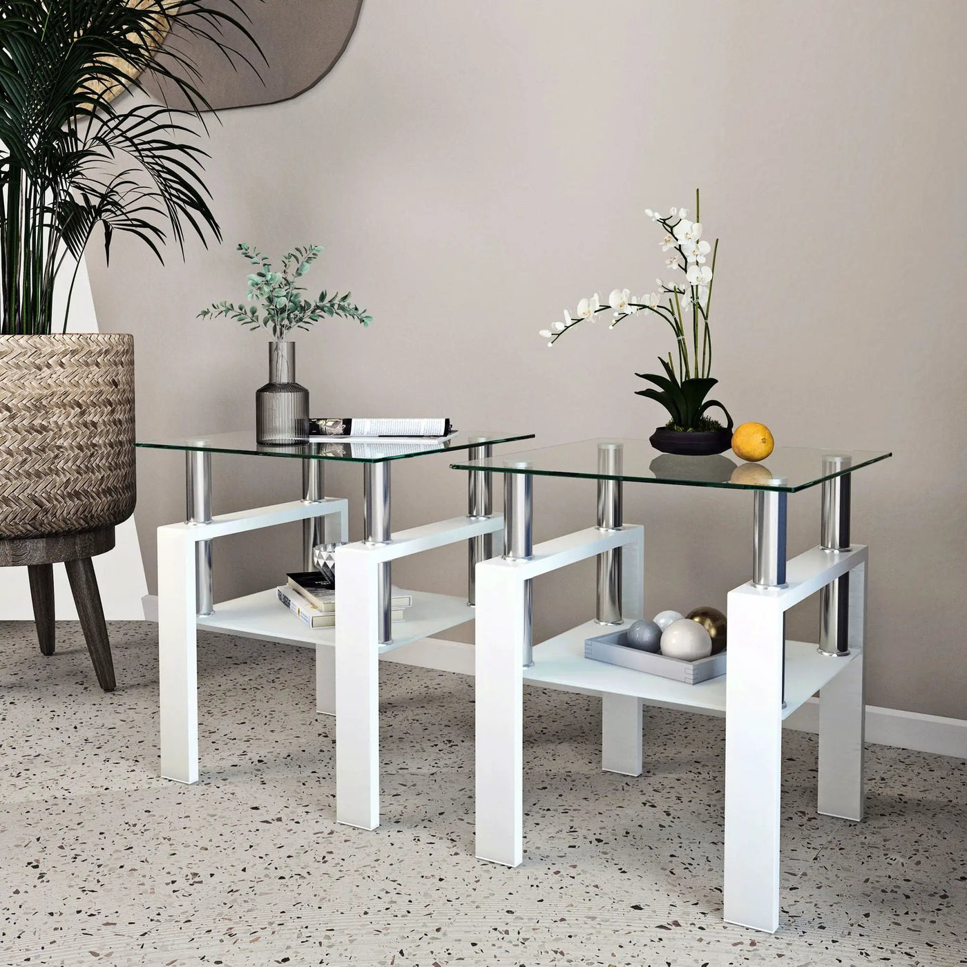Modern Tempered Glass Tea Table, End Square Table For Living Room by Unique Piece Furniture