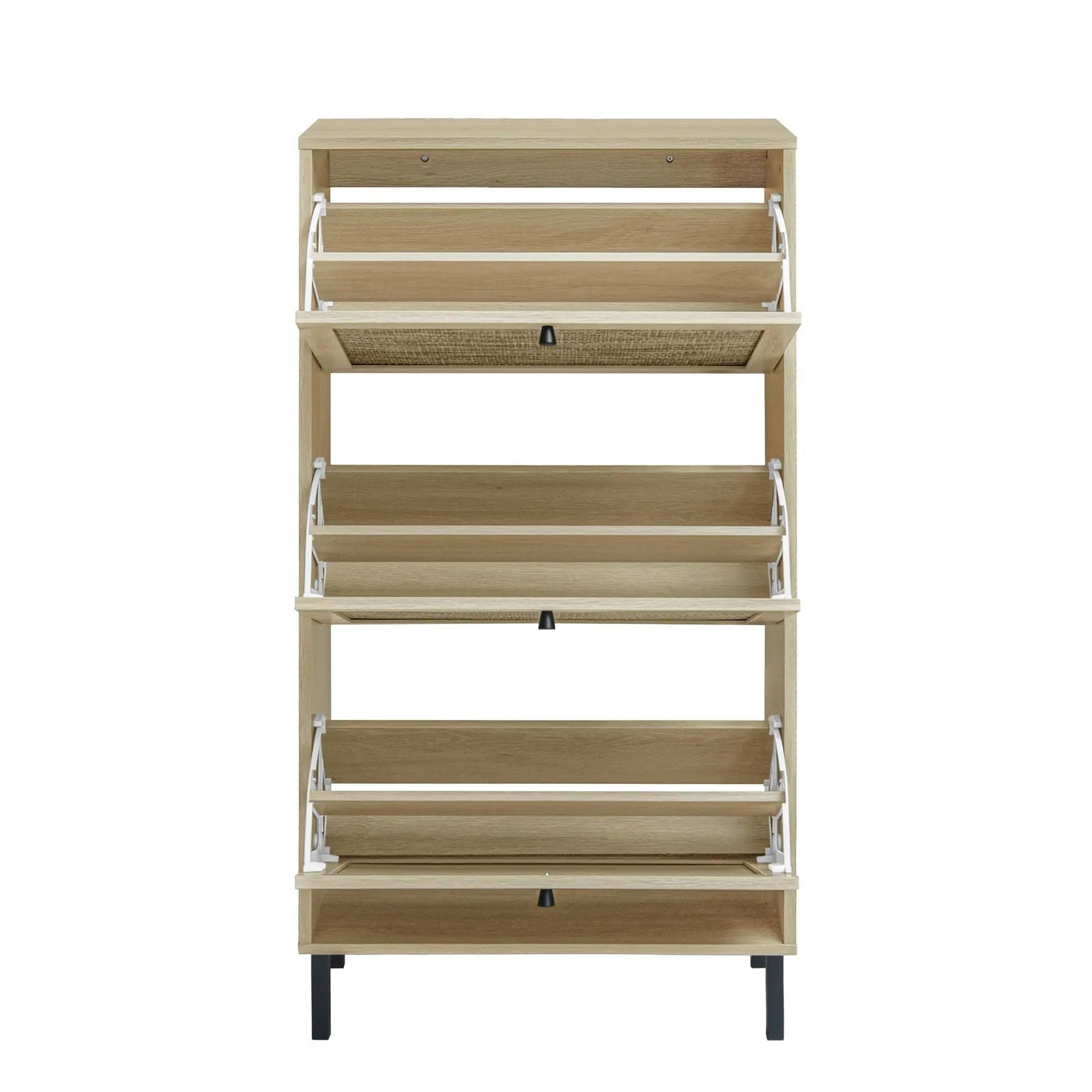 Modern Rattan 3 Door Shoe Rack Cabinet for Entryway by HouseOfZazla
