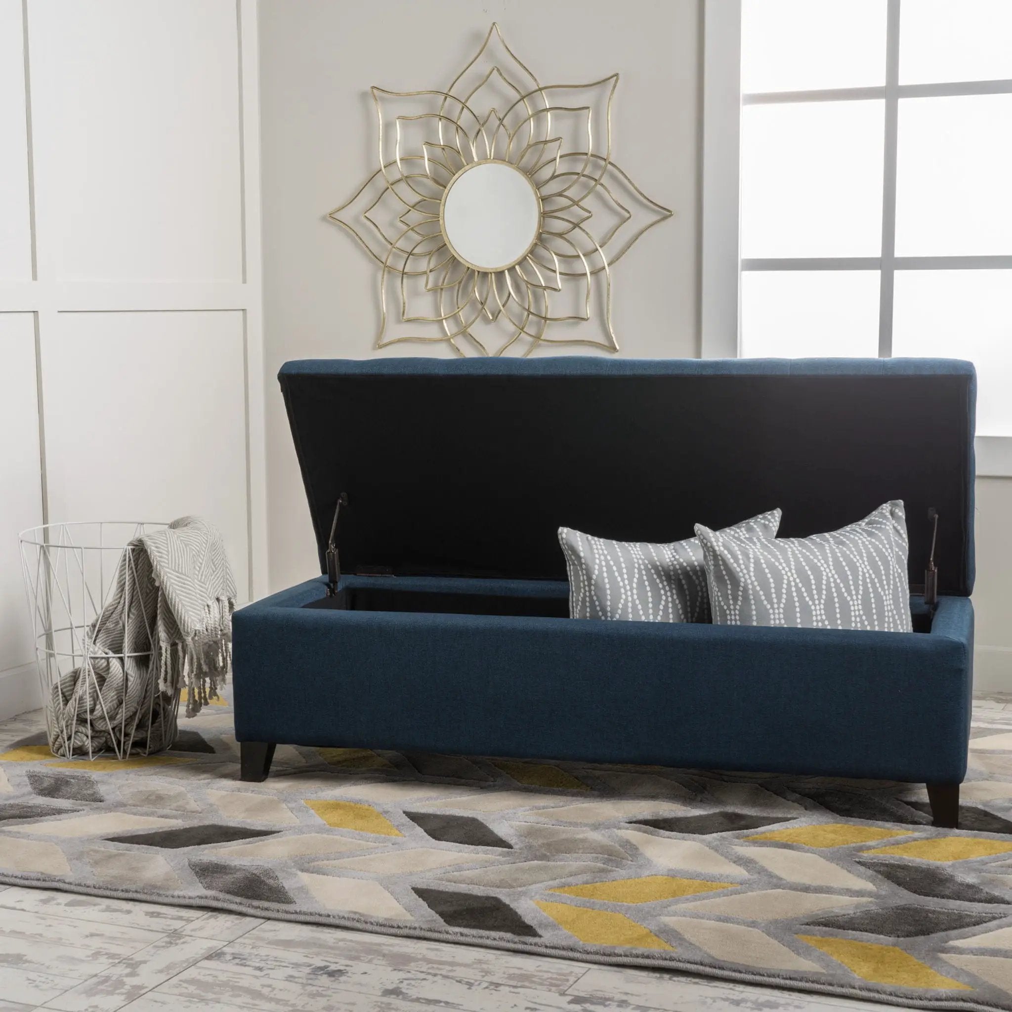 Upholstered Storage Ottoman Bench, Foot Rest For Bedroom by HouseOfZazla