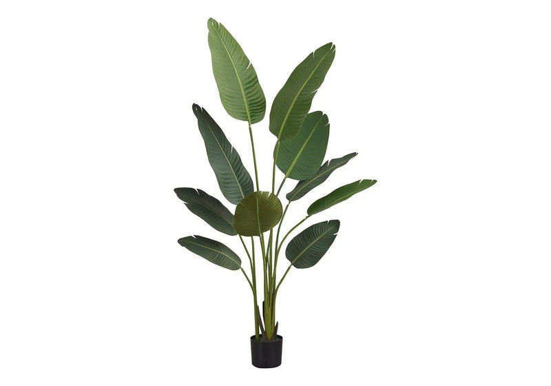 60" Tall, Artificial Plant, Bird Of Paradise Tree, Indoor, Faux, Fake, Floor, Greenery, Potted, Decorative - Green / Black by Unique Piece Furniture