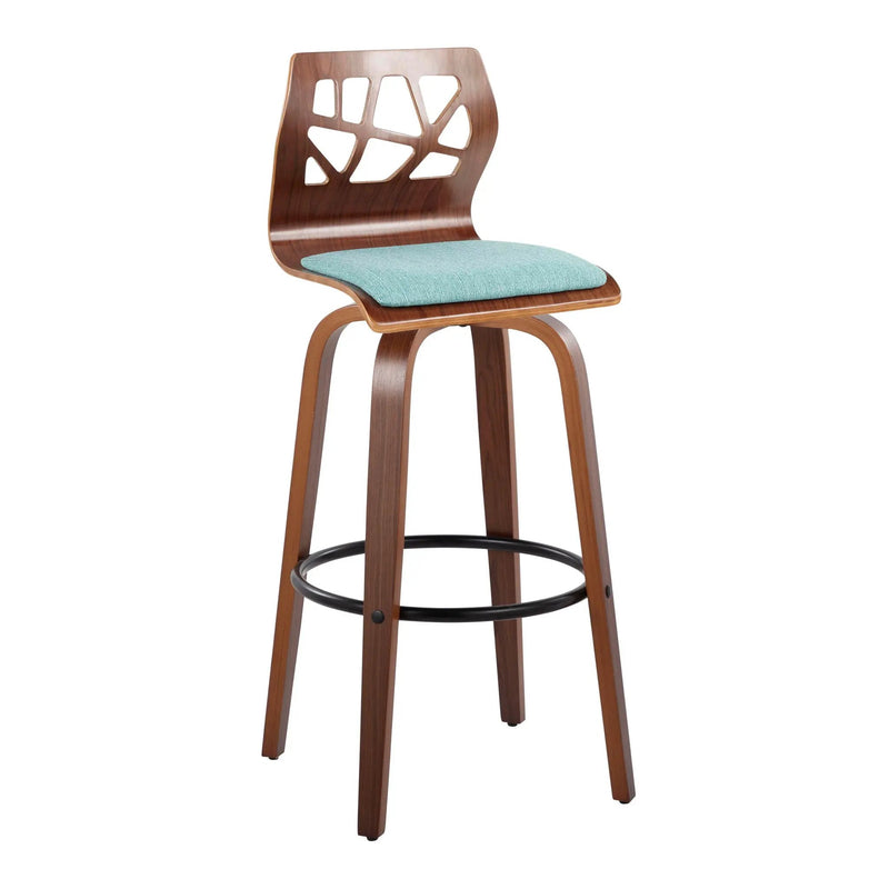 Folia - Mid Century Modern Fixed Height Barstool With Swivel With Round Footrest (Set of 2) by Unique Piece Furniture