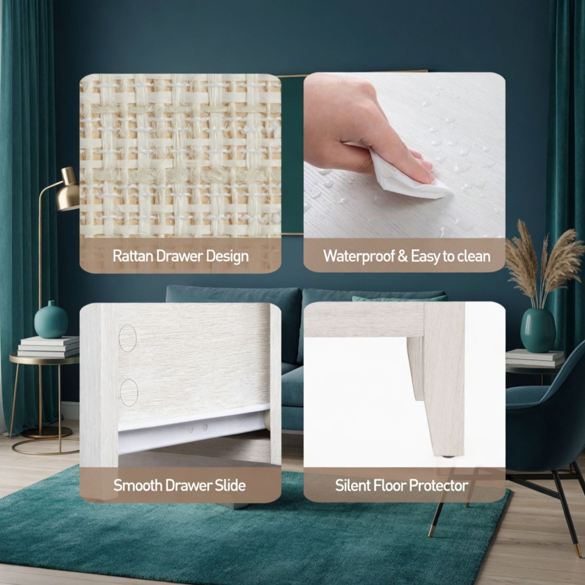 Nightstand With 2 Drawers & Shelf - White by HouseOfZazla