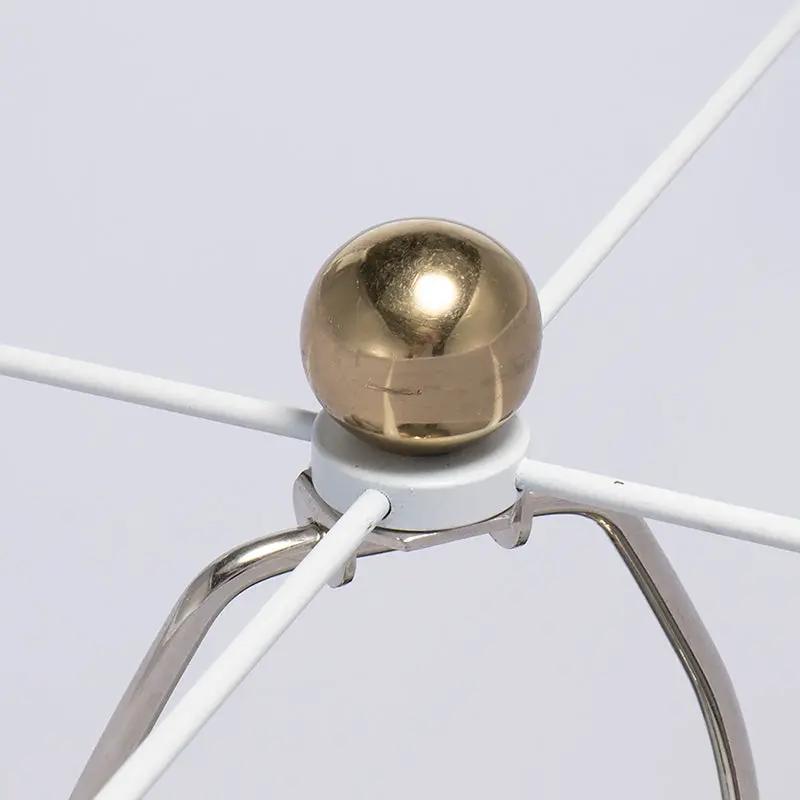 D15x25.7' Round Aluminum Sheet Gold Table Lamp with White Fabric Shade by HouseOfZazla