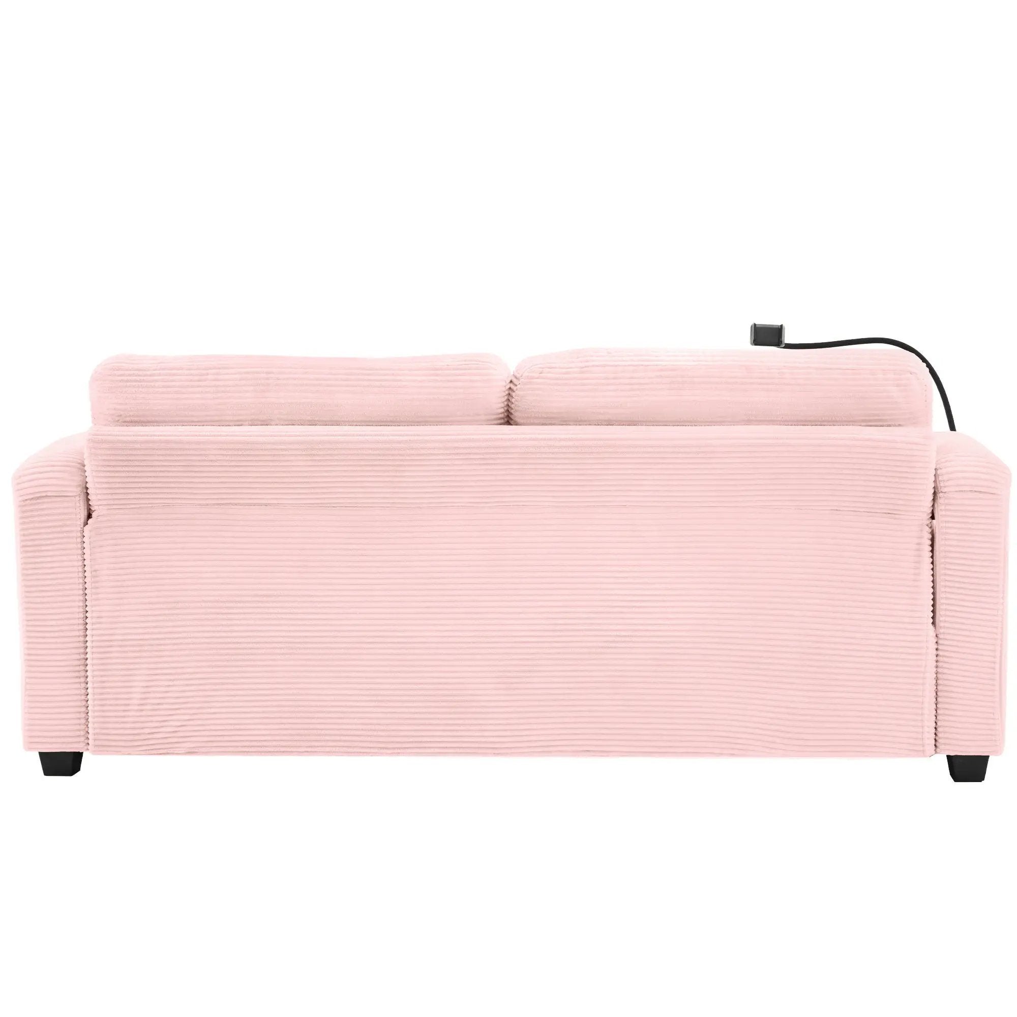 Sleeper Sofa Loveseat Sofa With Full Size Mattress, 2 USB Ports, 2 Cup Holders, 2 Side Pockets And Phone Holder by HouseOfZazla