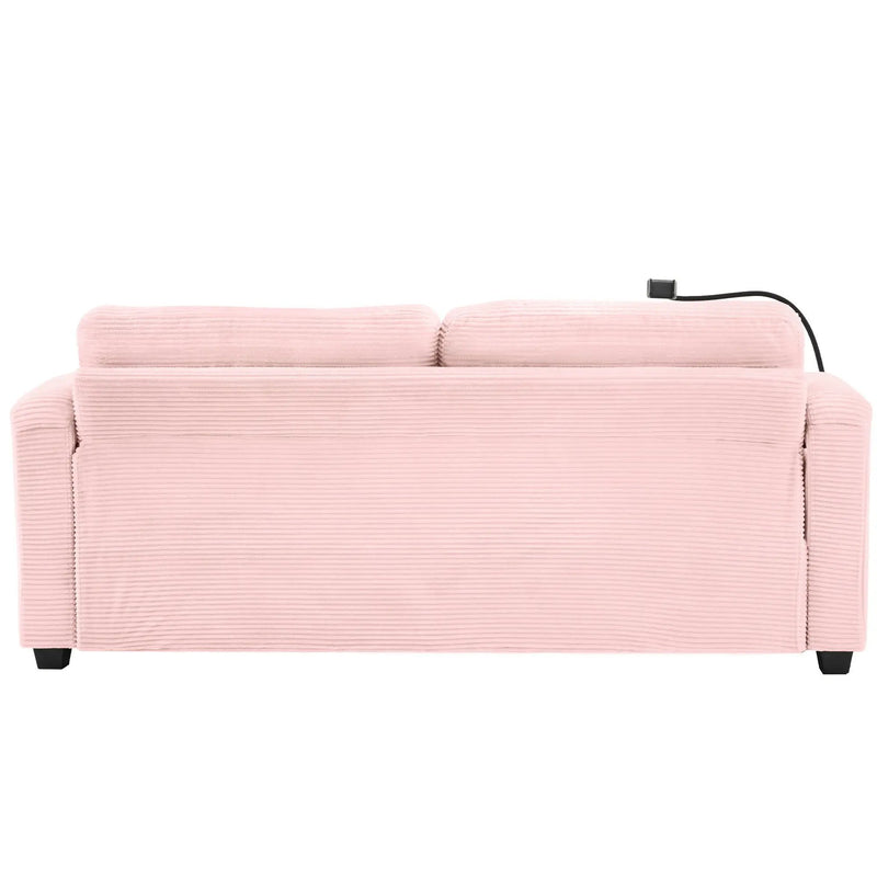 Sleeper Sofa Loveseat Sofa With Full Size Mattress, 2 USB Ports, 2 Cup Holders, 2 Side Pockets And Phone Holder by HouseOfZazla