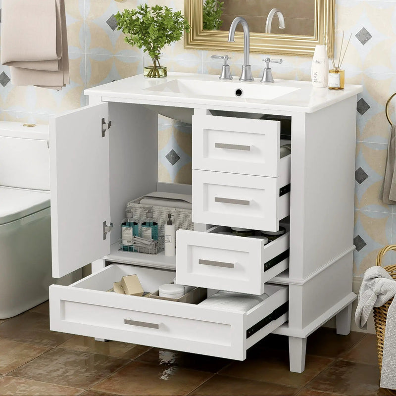 Bathroom Vanity, Modern Bathroom Cabinet With Sink Combo Set, Bathroom Storage Cabinet With A Soft Closing Door And 3 Drawers, Solid Wood Frame by HouseOfZazla