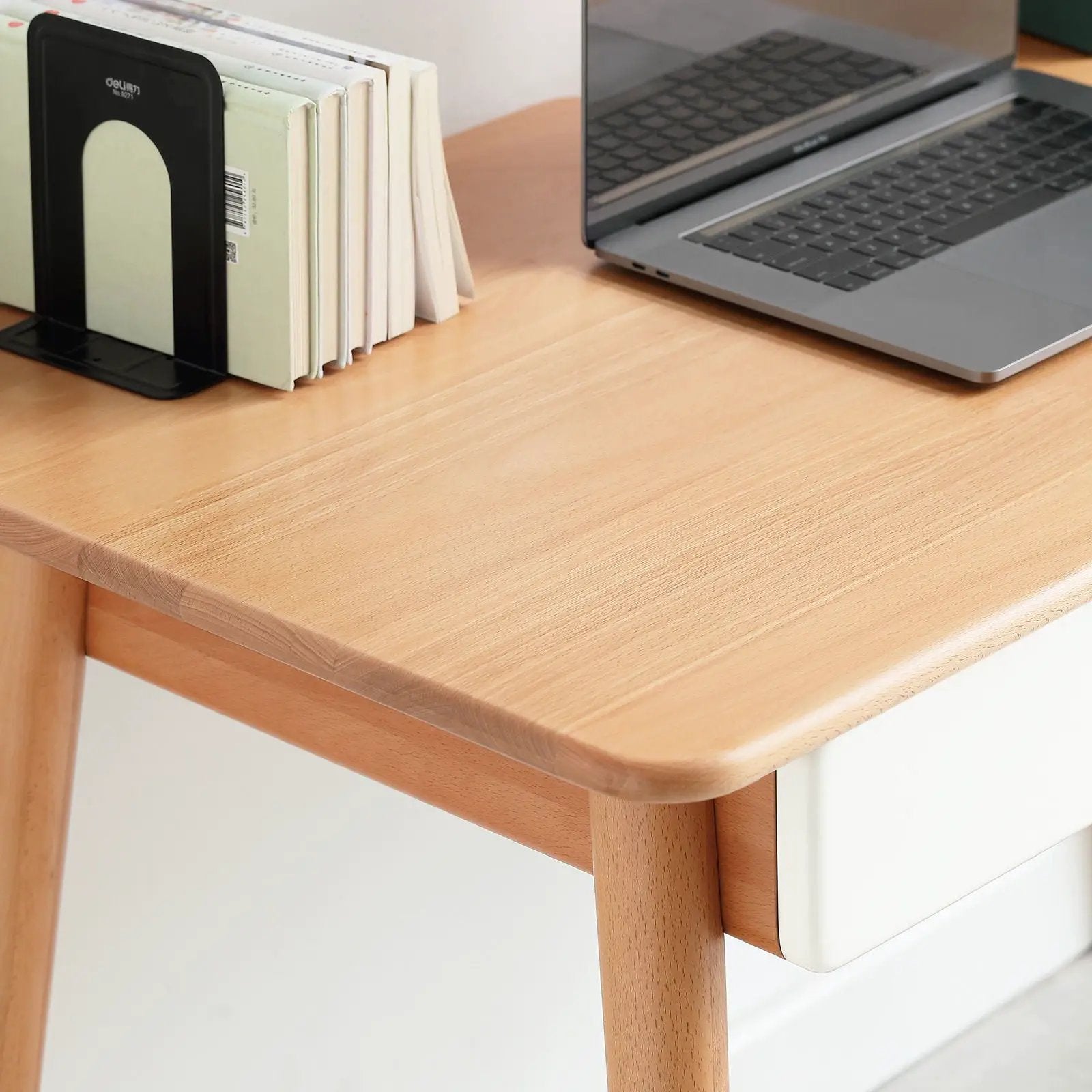 Computer Desk Large Size Office Desk With 2 Drawers, Modern Simple Style PC Table With Gap Design For Home Office - White / Gray by HouseOfZazla