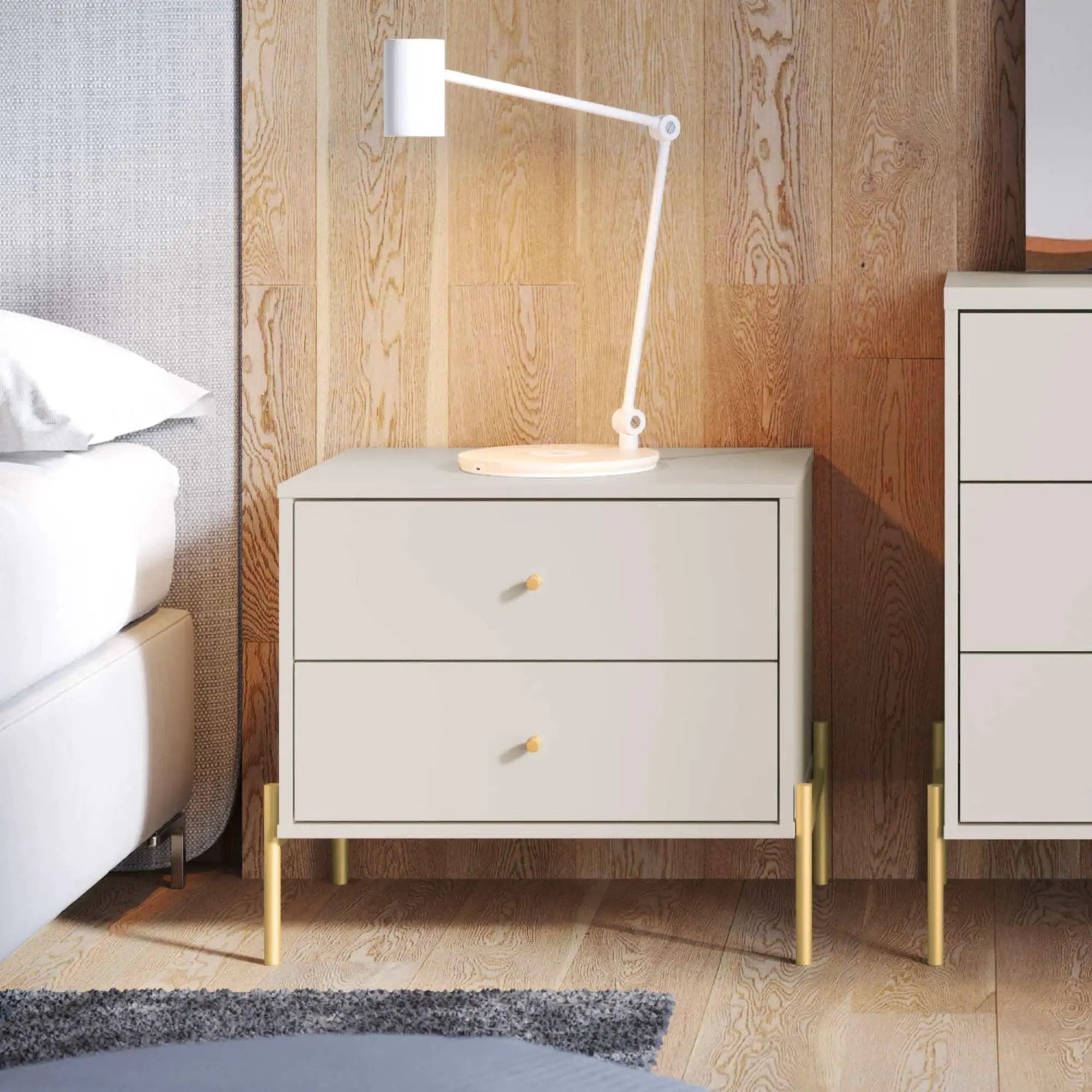 Jasper - Nightstand With 2 Drawers - Off White by HouseOfZazla