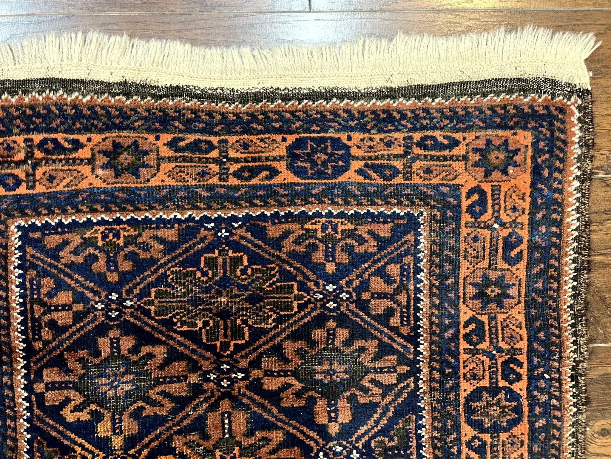 Small Antique Persian Rug 2.7 x 4.7, Handmade Wool Rug, Navy Blue, Balouch Rug, Tribal Rug by Jewel Rugs
