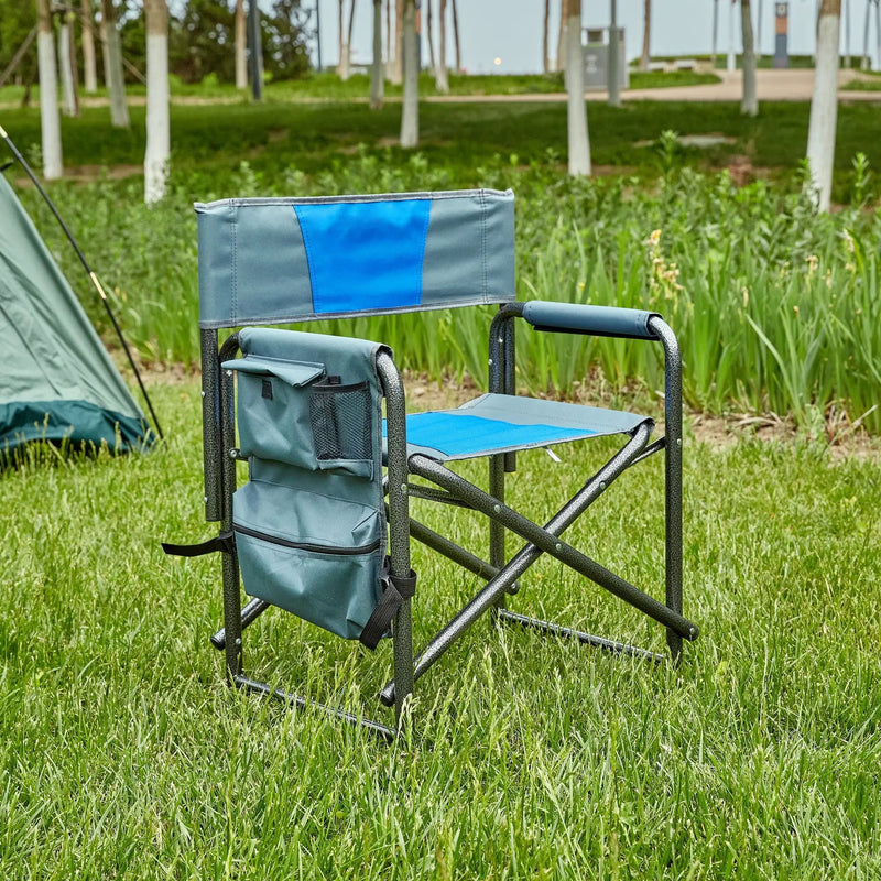 Padded Folding Outdoor Chair With Storage Pockets, Lightweight Oversized Directors Chair For Indoor, Outdoor Camping, Picnics And Fishing by HouseOfZazla