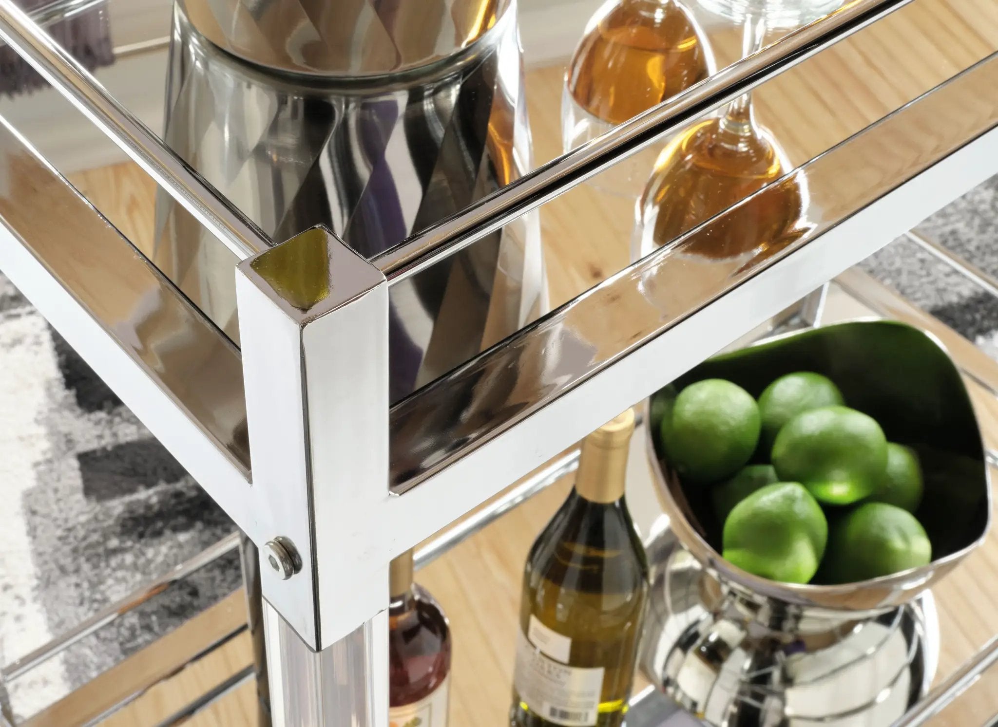 Chaseton - Bar Cart - Clear / Silver Finish by Unique Piece Furniture