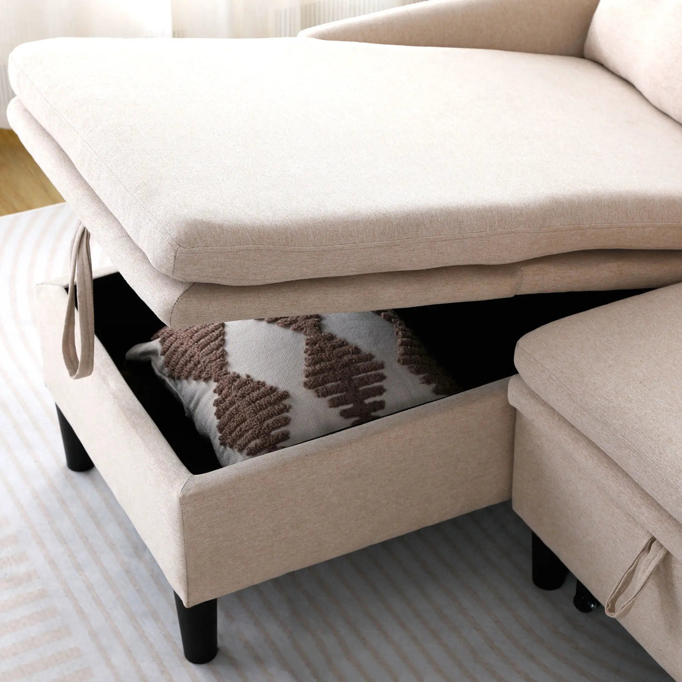 L-Shaped Reversible Chaise Sectional Sofa With Storage by Unique Piece Furniture