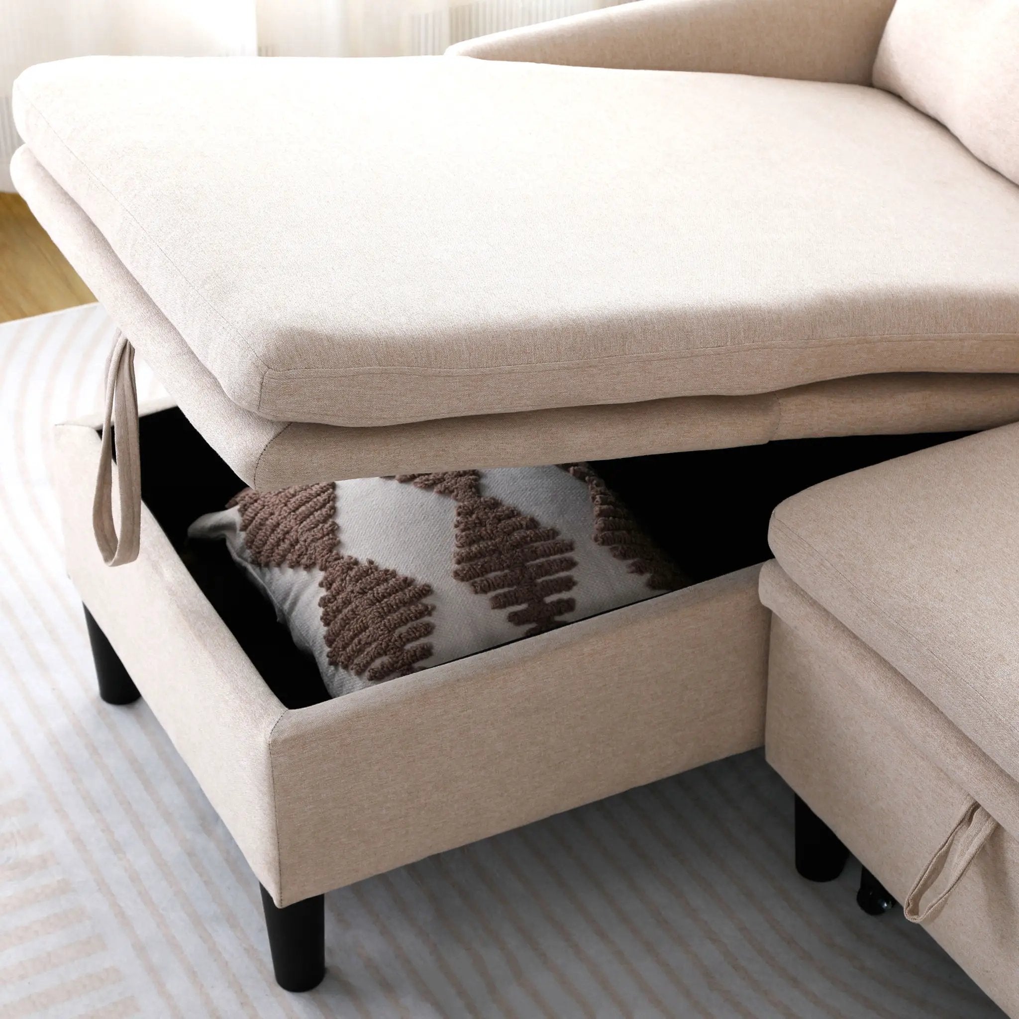 L-Shaped Reversible Chaise Sectional Sofa With Storage by HouseOfZazla