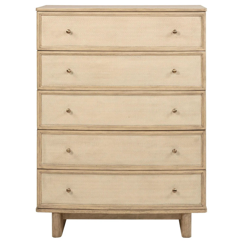 Kailani 5-drawer Bedroom Chest of Drawers Beige Oak by Unique Piece Furniture