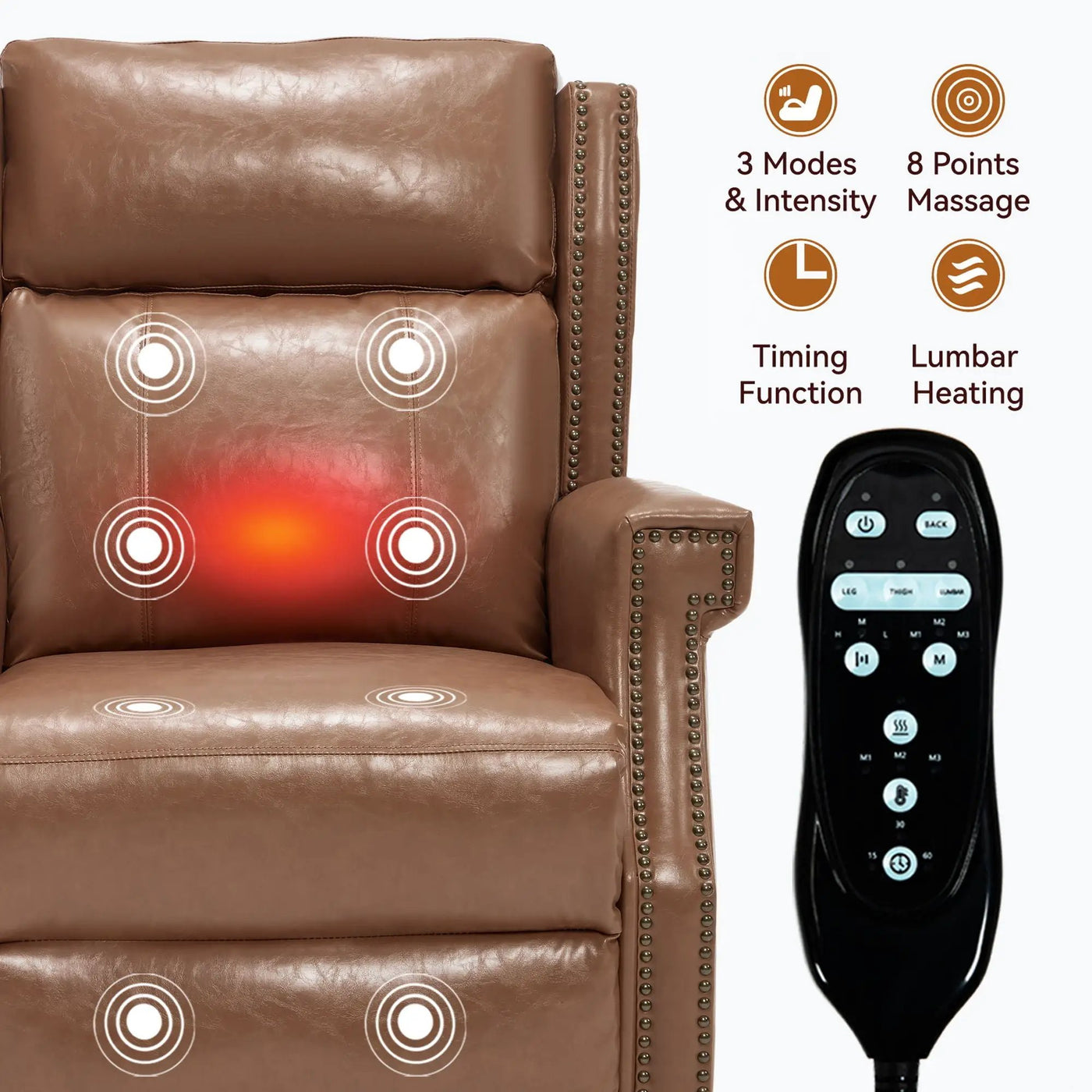 Manual Recliner Chair With Heavy Duty Motion Mechanism, 8 Vibrating Nodes And 3 Massage Modes For Living Room by HouseOfZazla